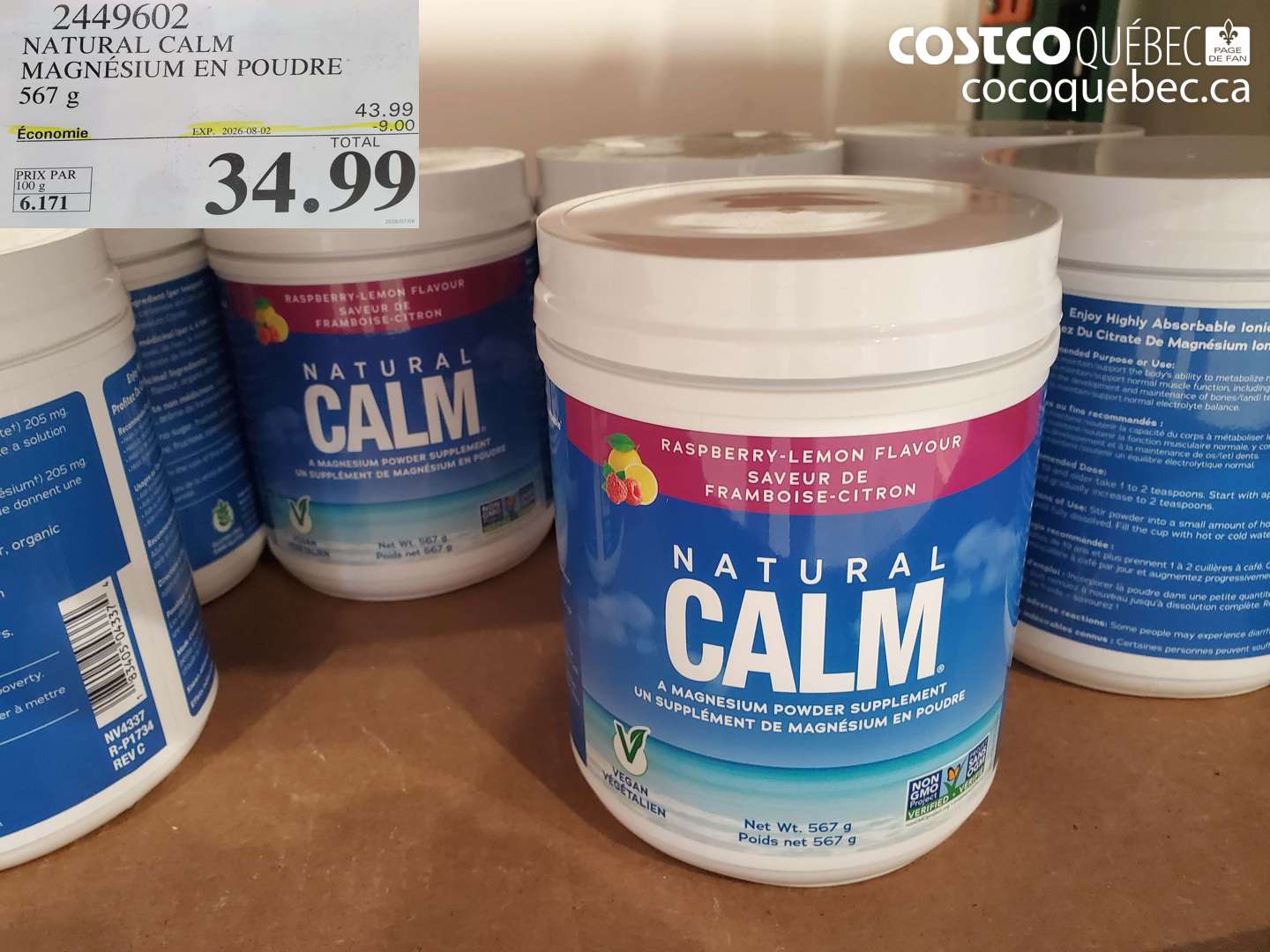 2449602 NATURAL CALM MAGNÉSIUM EN POUDRE 567 G ($9.00 INSTANT SAVINGS EXPIRES ON 2026-08-02) $34.99
