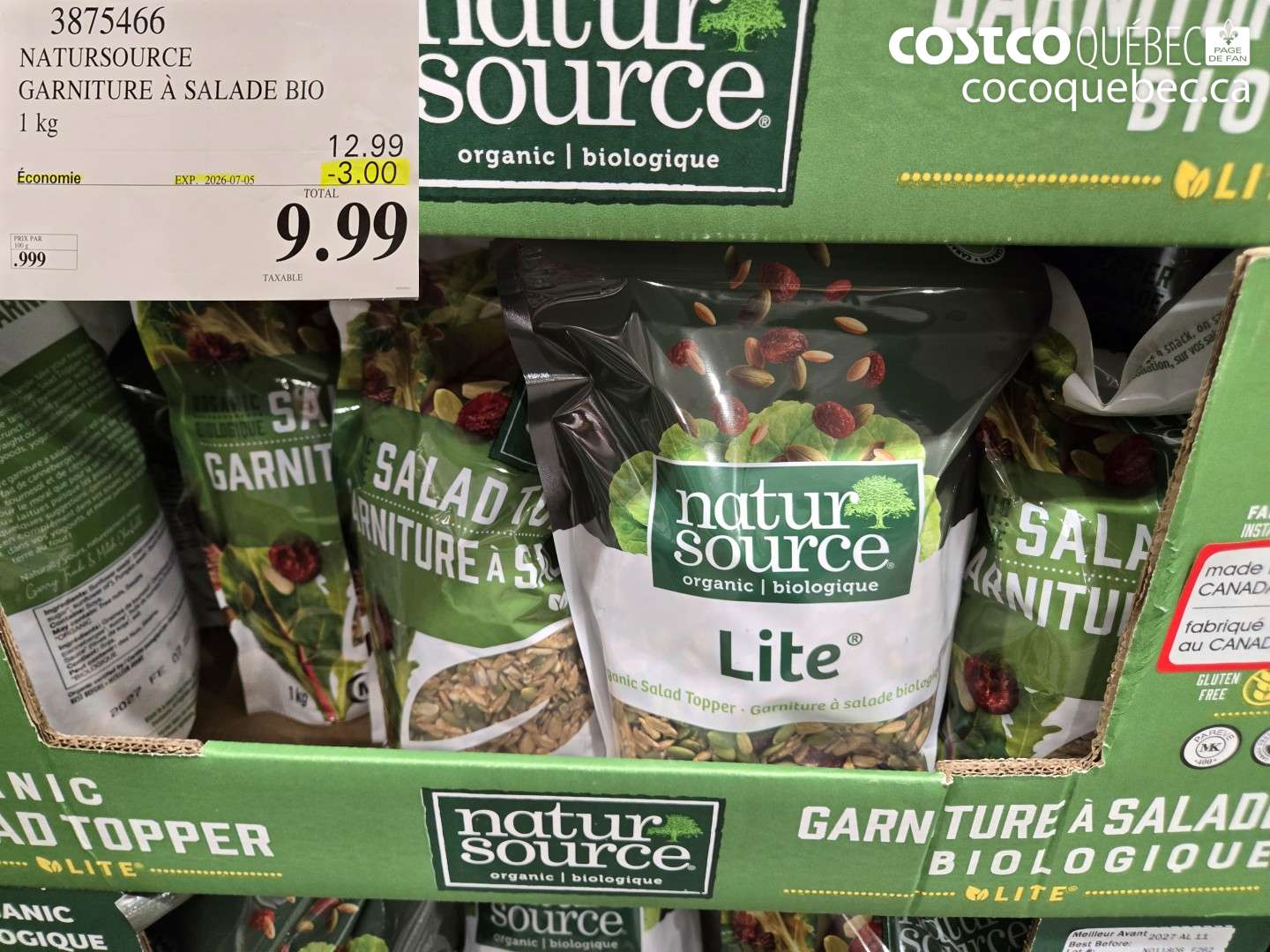 3875466 NATURSOURCE GARNITURE À SALADE BIO ($3.00 INSTANT SAVINGS EXPIRES ON 2026-07-05) $9.99