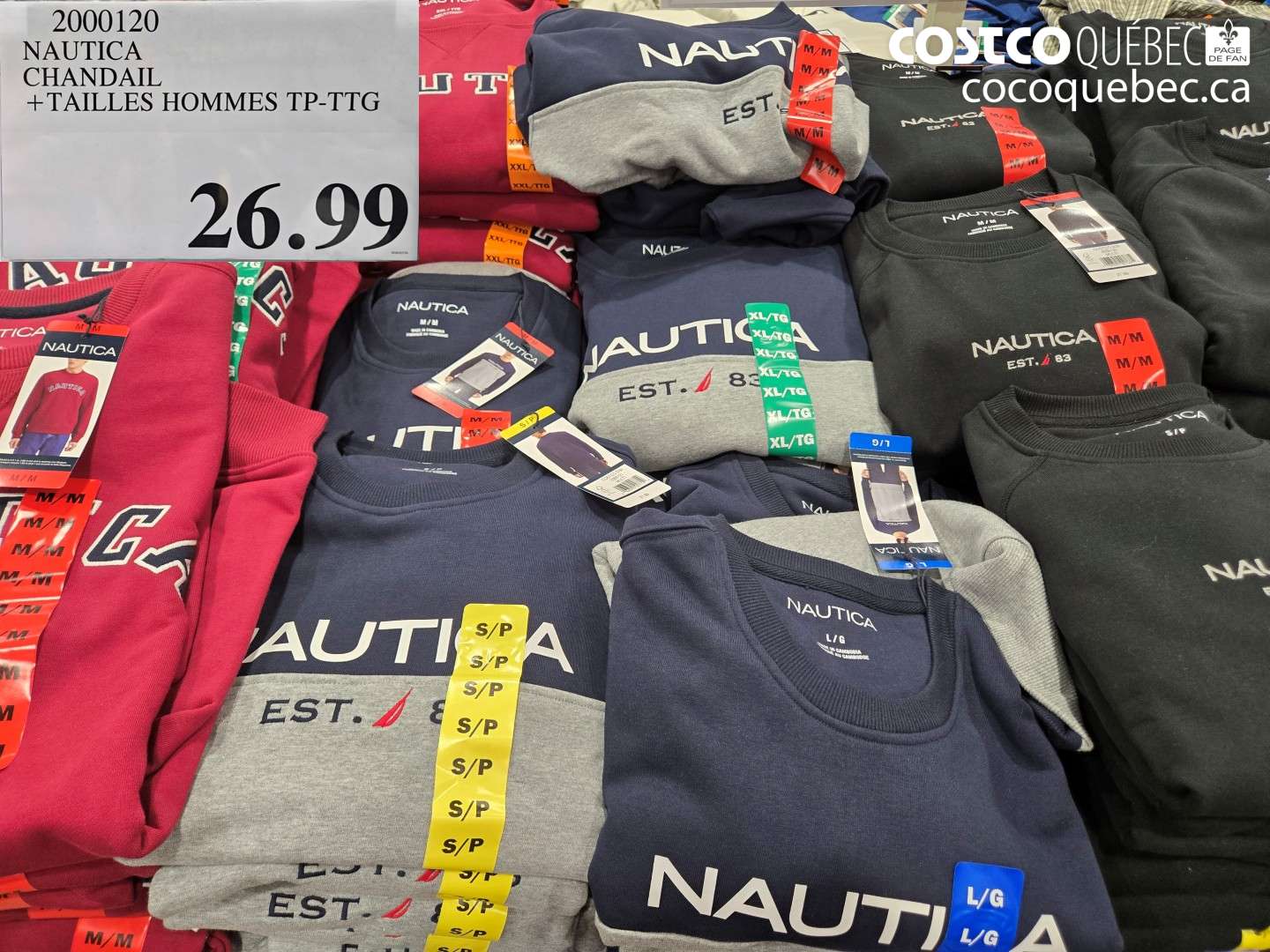 2000120 NAUTICA CHANDAIL + TAILLES HOMMES TP-TTG $26.99