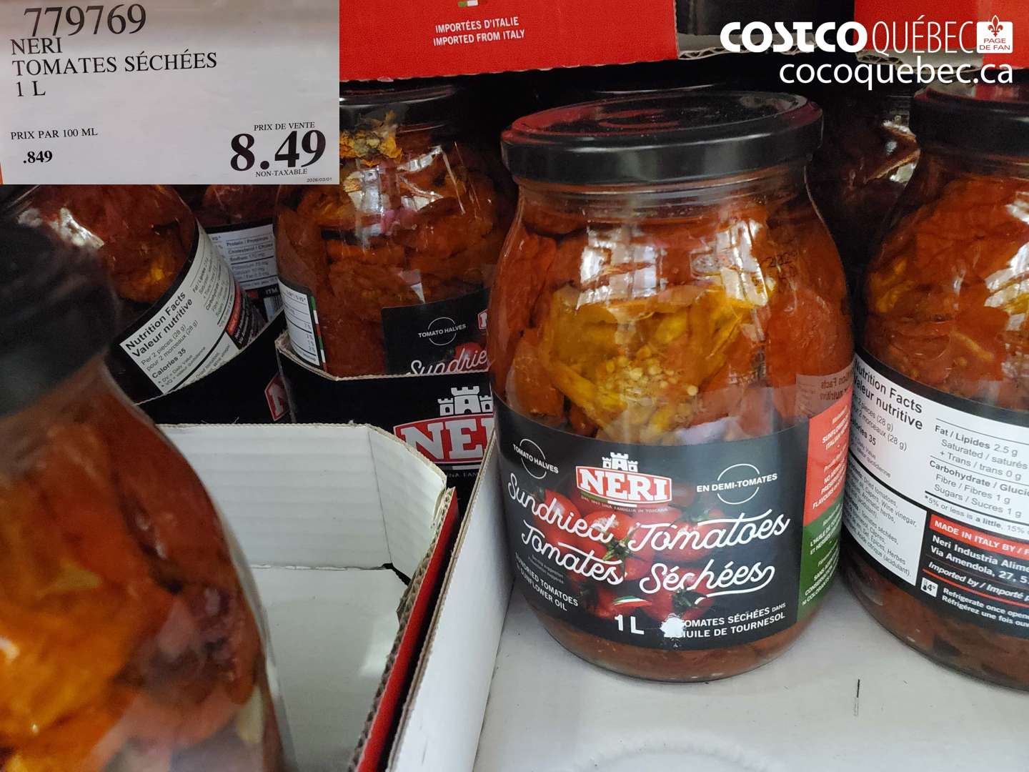 779769 NERI TOMATES SÉCHÉES 1 L $8.49