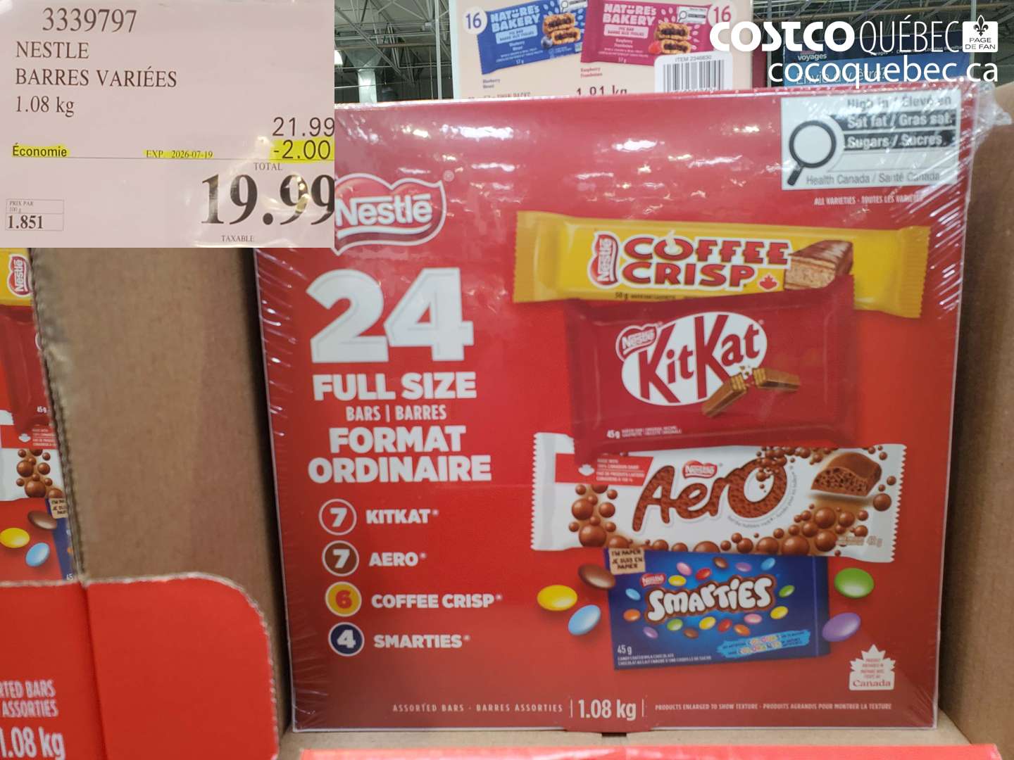 3339797 NESTLE BARRES VARIÉES 1.08 KG ($2.00 INSTANT SAVINGS EXPIRES ON 2026-07-19) $19.99