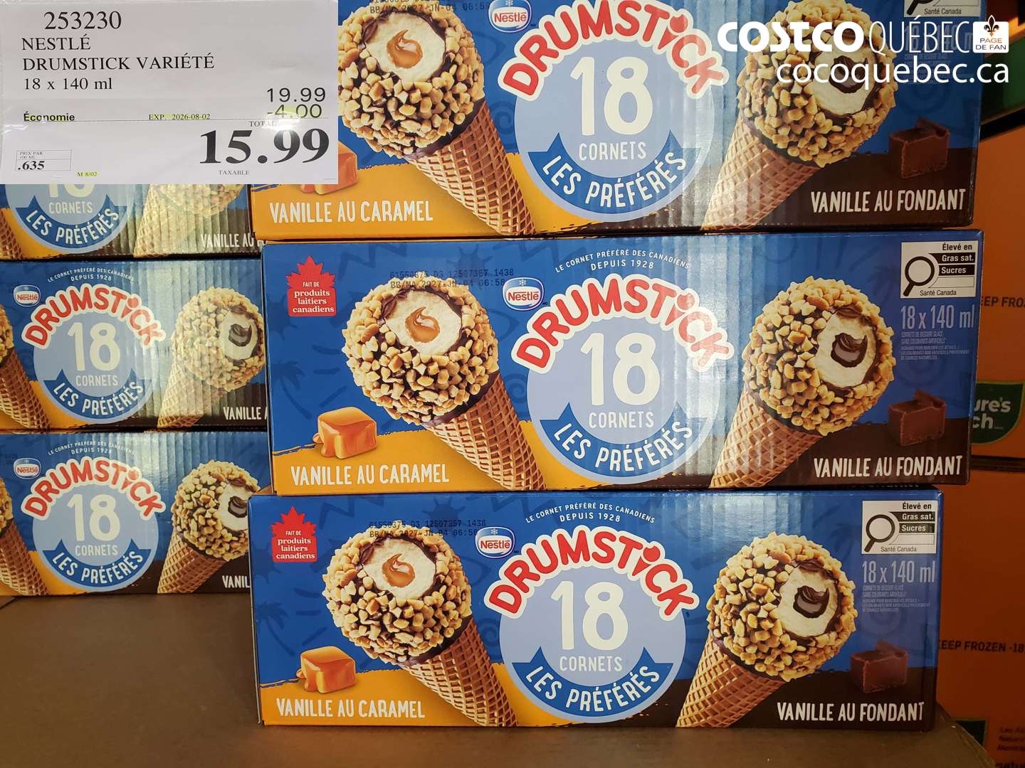253230 NESTLÉ DRUMSTICK VARIÉTÉ 18 X 140 ML ($4.00 INSTANT SAVINGS EXPIRES ON 2026-08-02) $15.99