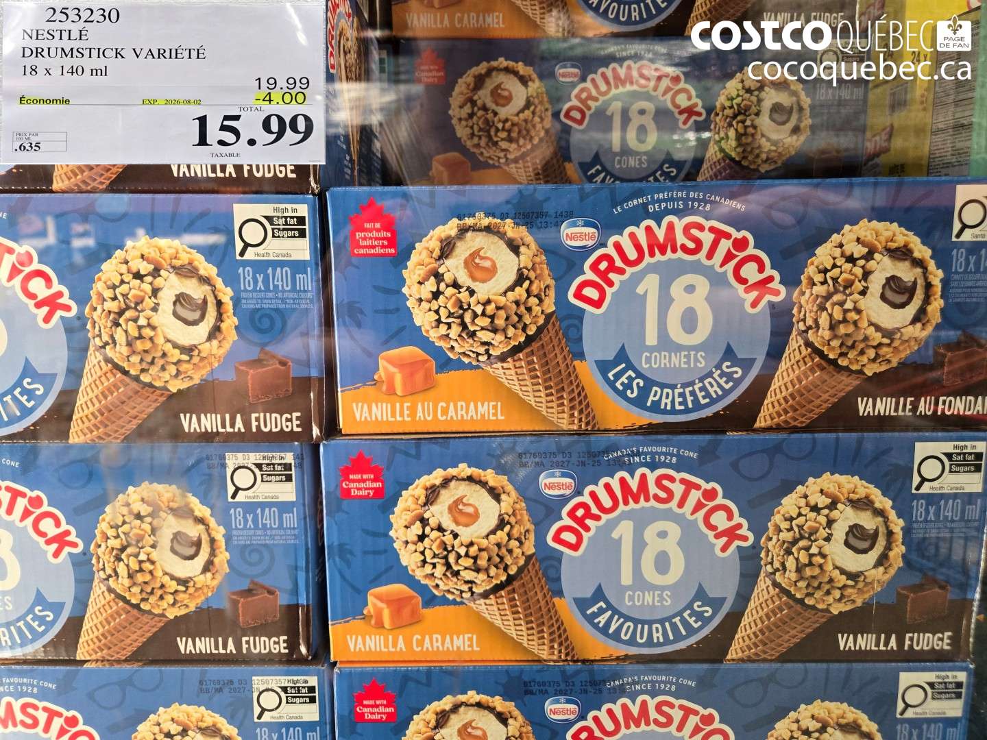 253230 NESTLÉ DRUMSTICK VARIÉTÉ 18 X 140 ML ($4.00 INSTANT SAVINGS EXPIRES ON 2026-08-02) $15.99