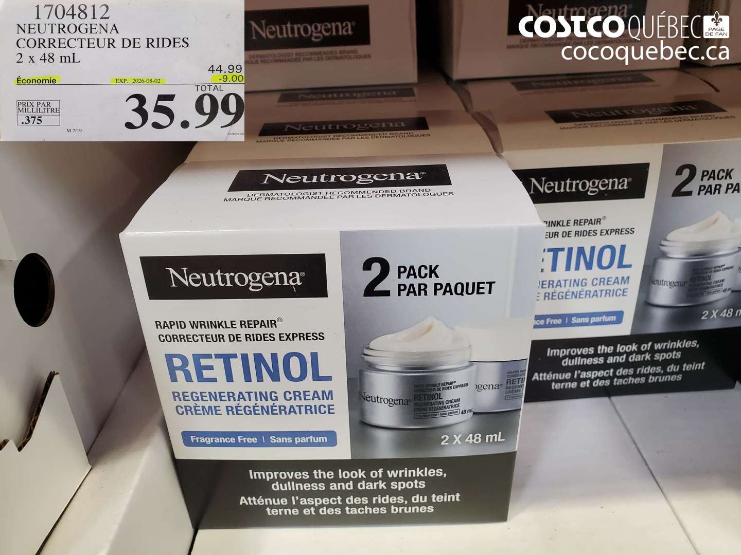 1704812 NEUTROGENA CORRECTEUR DE RIDES 2 X 48 ML ($9.00 INSTANT SAVINGS EXPIRES ON 2026-08-02) $35.99