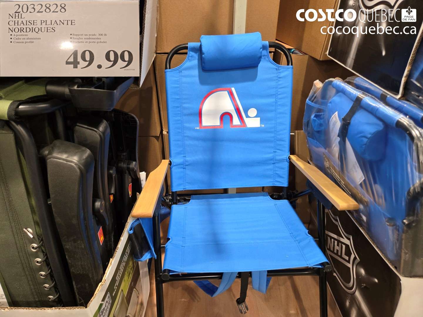 2032828 NHL CHAISE PLIANTE NORDIQUES $49.99