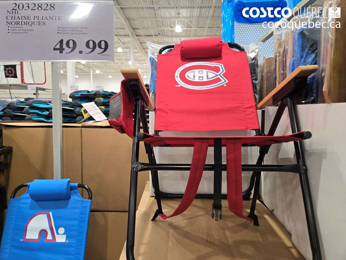 2032828 NHL CHAISE PLIANTE NORDIQUES $49.99