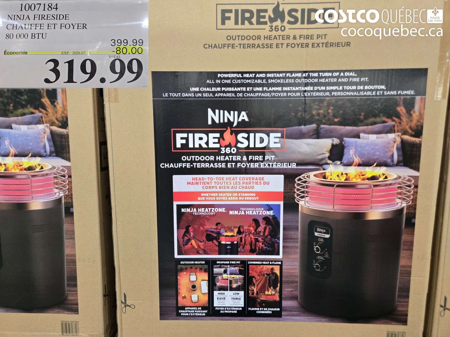 1007184 NINJA FIRESIDE CHAUFFE ET FOYER 80 000 BTU ($80.00 INSTANT SAVINGS EXPIRES ON 2026-07-19) $319.99