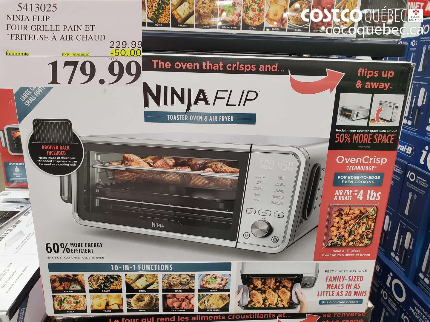 5413025 NINJA FLIP FOUR GRILLE-PAIN ET FRITEUSE A AIR CHAUD ($50.00 INSTANT SAVINGS EXPIRES ON 2026-08-02) $179.99