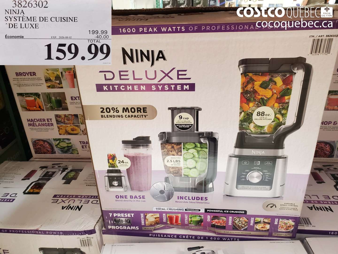 3826302 NINJA SYSTÈME DE CUISINE DE LUXE ($40.00 INSTANT SAVINGS EXPIRES ON 2026-08-02) $159.99