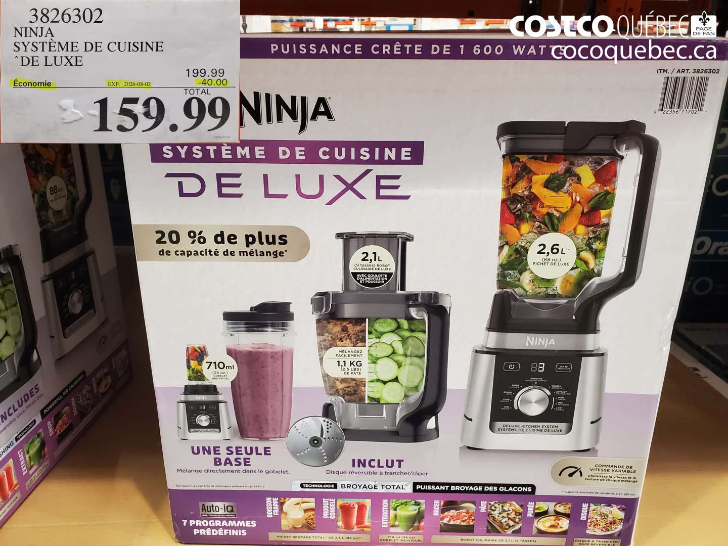 3826302 NINJA SYSTÈME DE CUISINE DE LUXE ($40.00 INSTANT SAVINGS EXPIRES ON 2026-08-02) $159.99