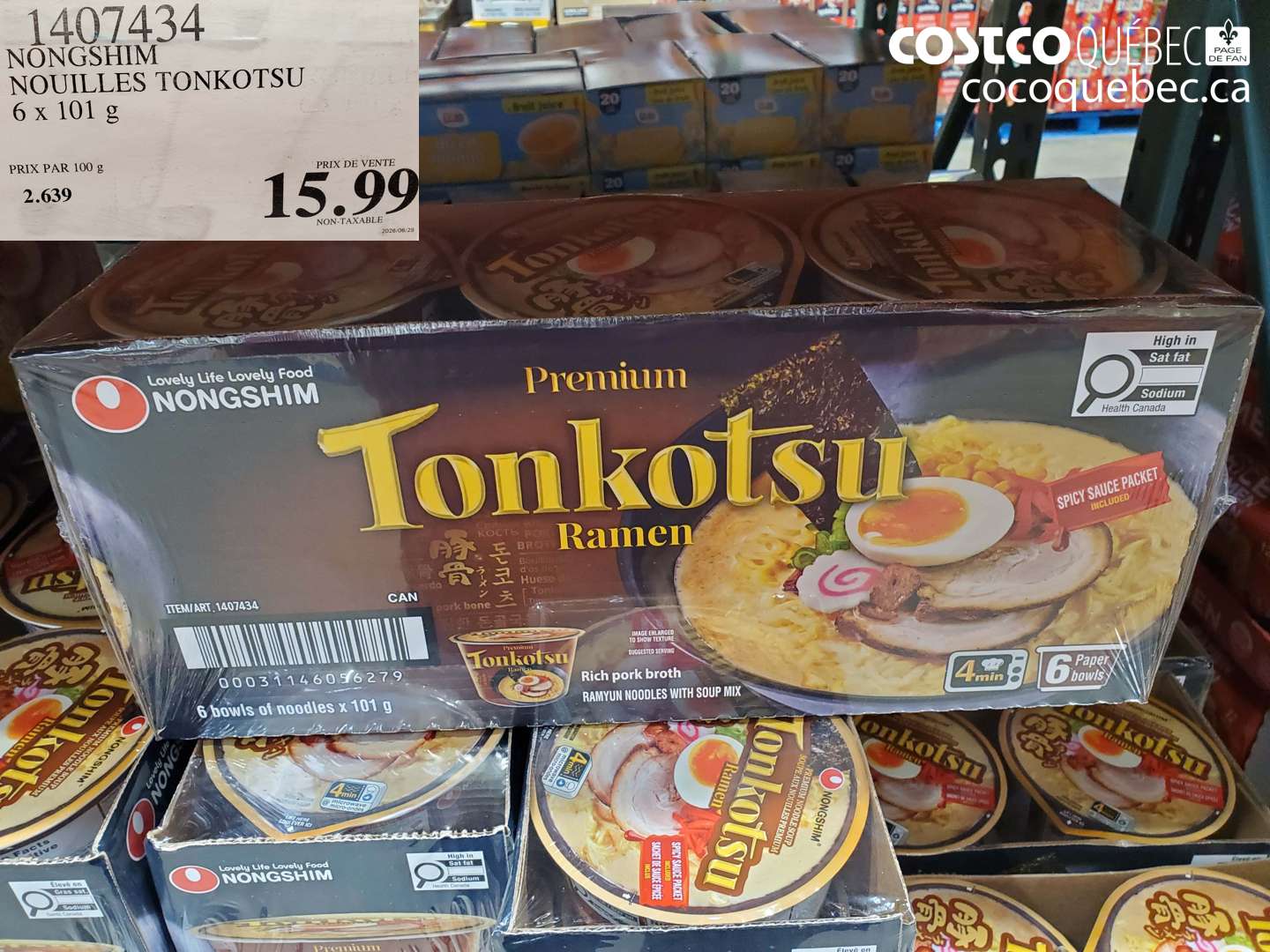 1407434 NONGSHIM NOUILLES TONKOTSU 6 X 101 G $15.99