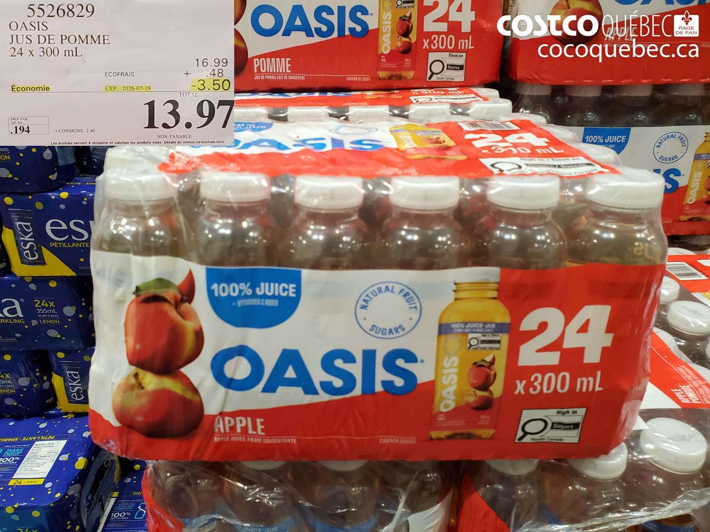 5526829 OASIS JUS DE POMME 24 X 300 ML ($3.50 INSTANT SAVINGS EXPIRES ON 2026-07-19) $13.97