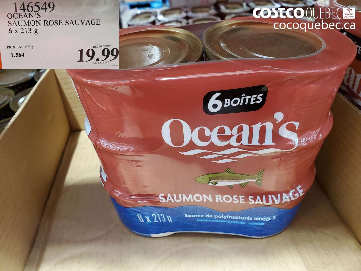 146549 OCEAN'S SAUMON ROSE SAUVAGE 6 X 213 G $19.99