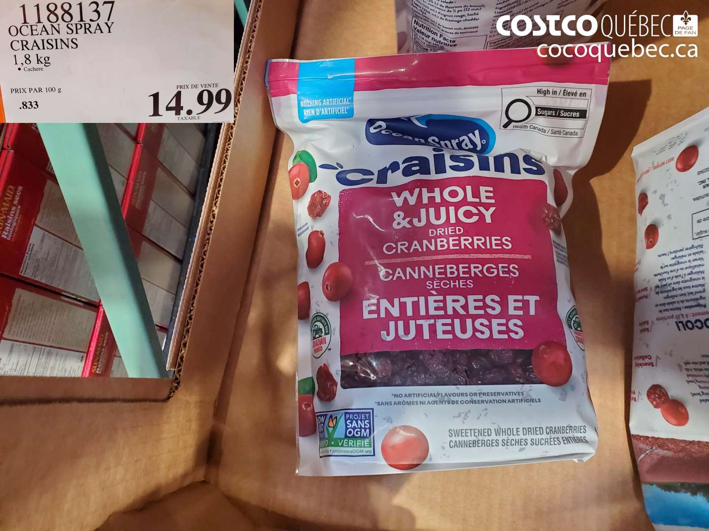 1188137 OCEAN SPRAY CRAISINS 1.8 KG $14.99