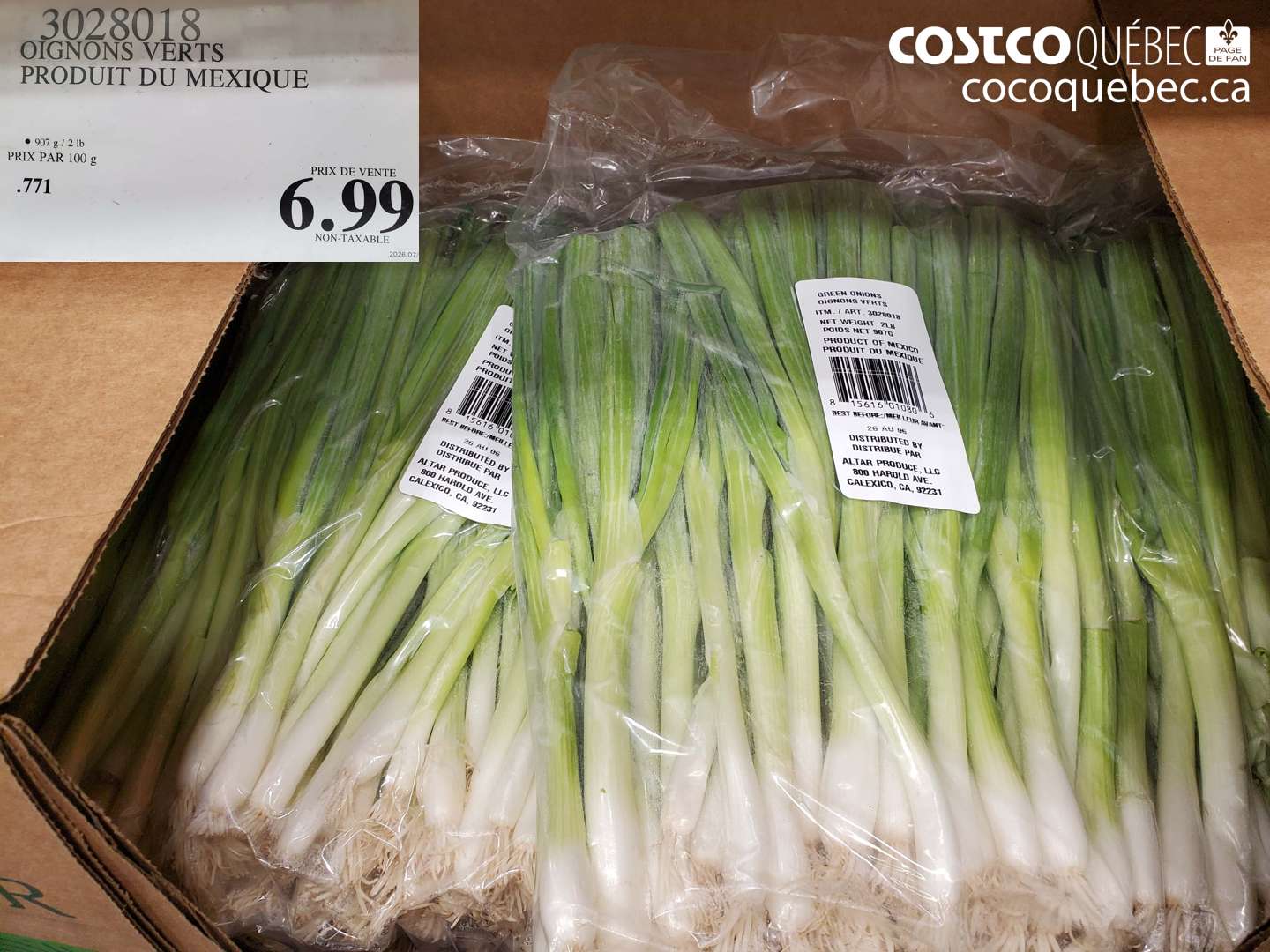 3028018 OIGNONS VERTS PRODUIT DU MEXIQUE $6.99