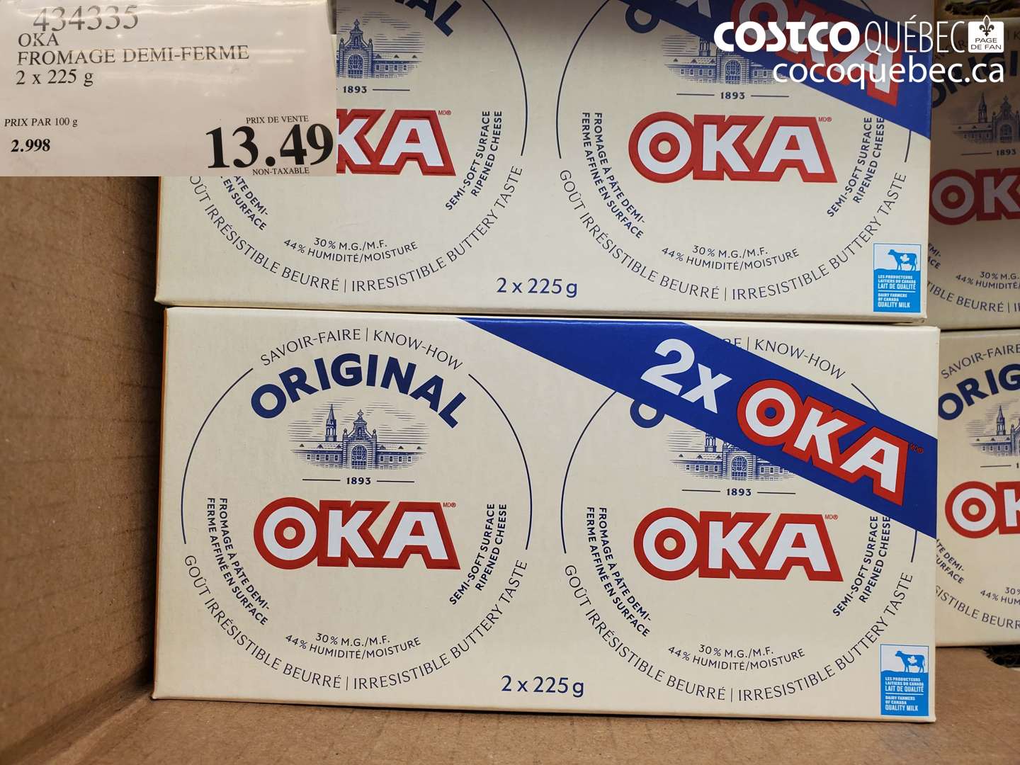 434335 OKA FROMAGE DEMI-FERME 2 X 225 G $13.49