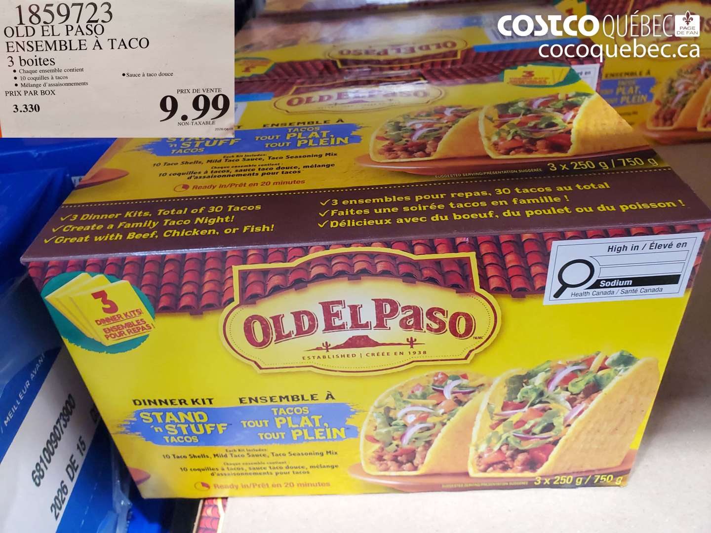 1859723 OLD EL PASO ENSEMBLE À TACO 3 BOITES $9.99