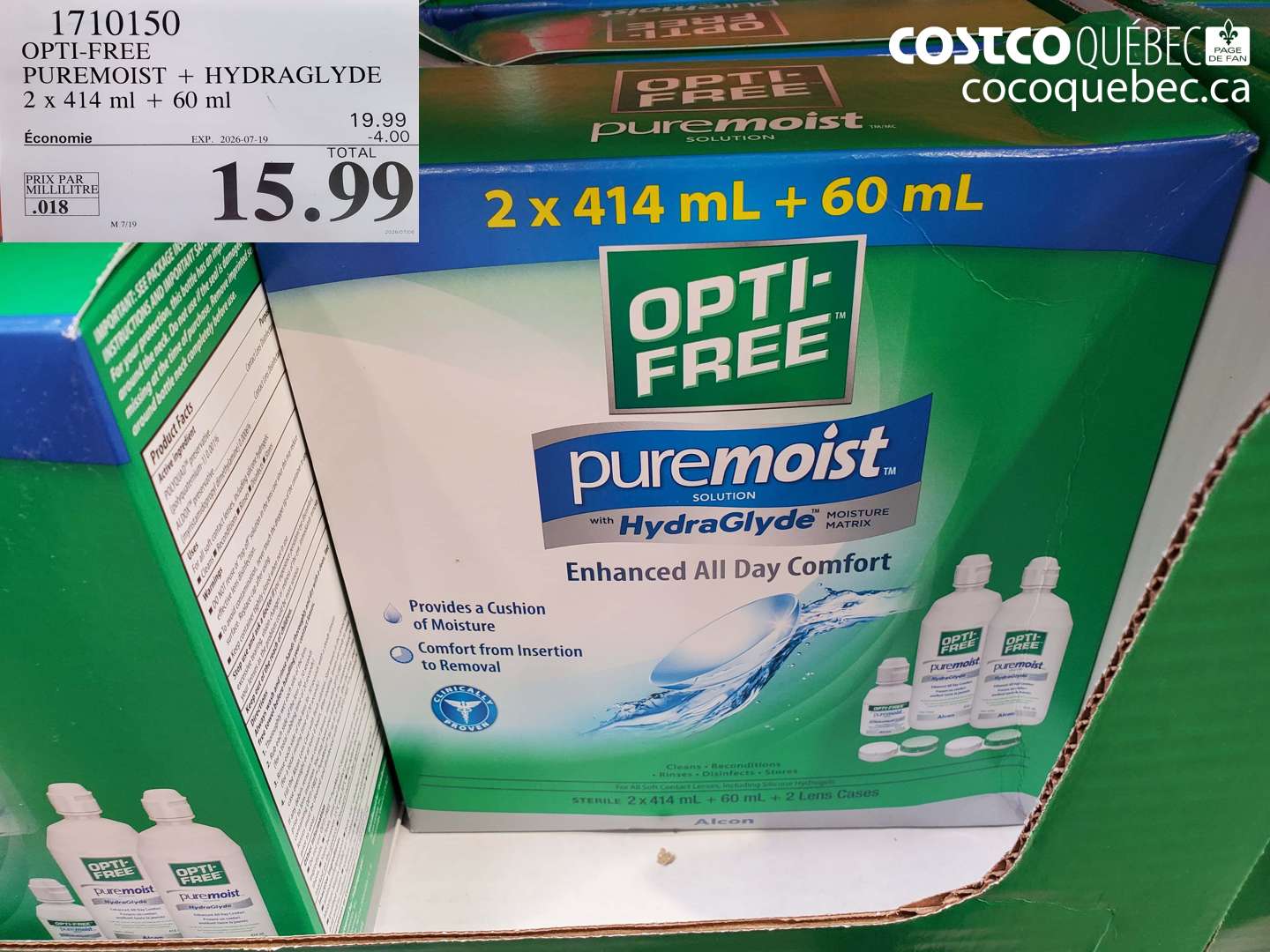 1710150 OPTI-FREE PUREMOIST + HYDRAGLYDE 2 X 414 ML + 60 ML ($4.00 INSTANT SAVINGS EXPIRES ON 2026-07-19) $15.99