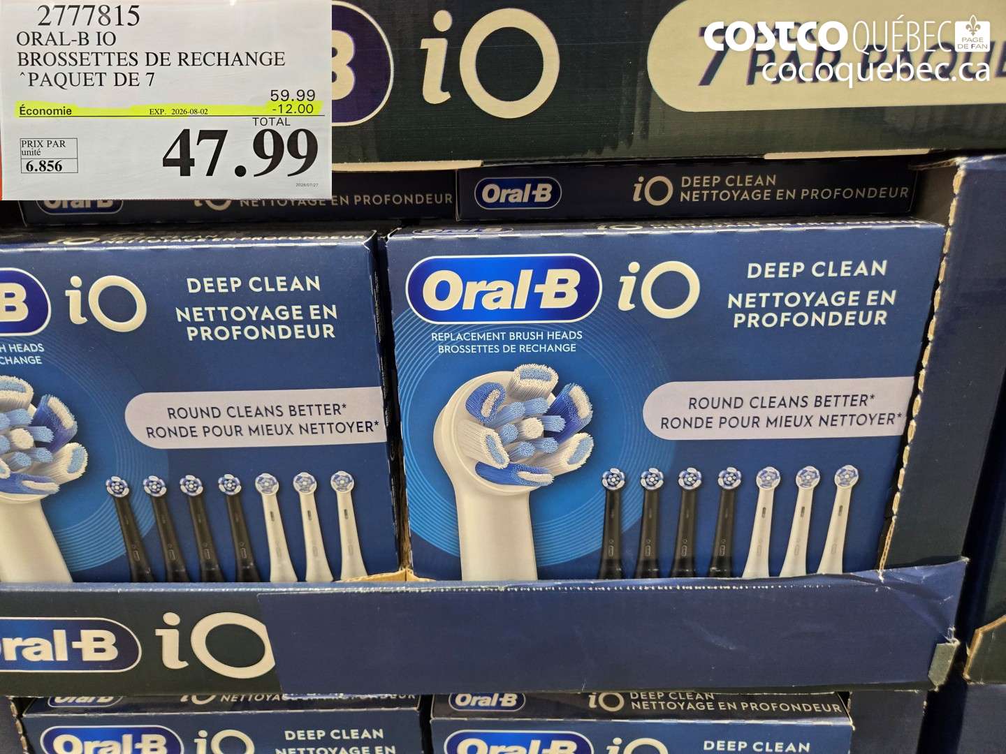 2777815 ORAL-B IO BROSSETTES DE RECHANGE ($12.00 INSTANT SAVINGS EXPIRES ON 2026-08-02) $47.99