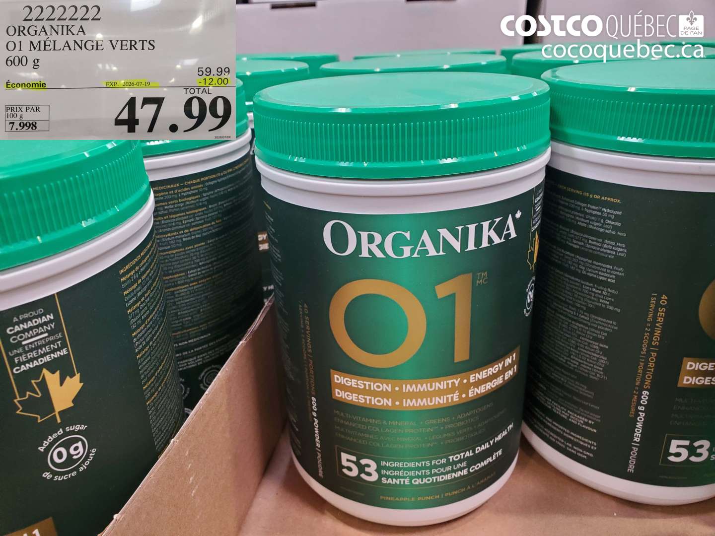 2222222 ORGANIKA 01 MÉLANGE VERTS 600 G ($12.00 INSTANT SAVINGS EXPIRES ON 2026-07-19) $47.99