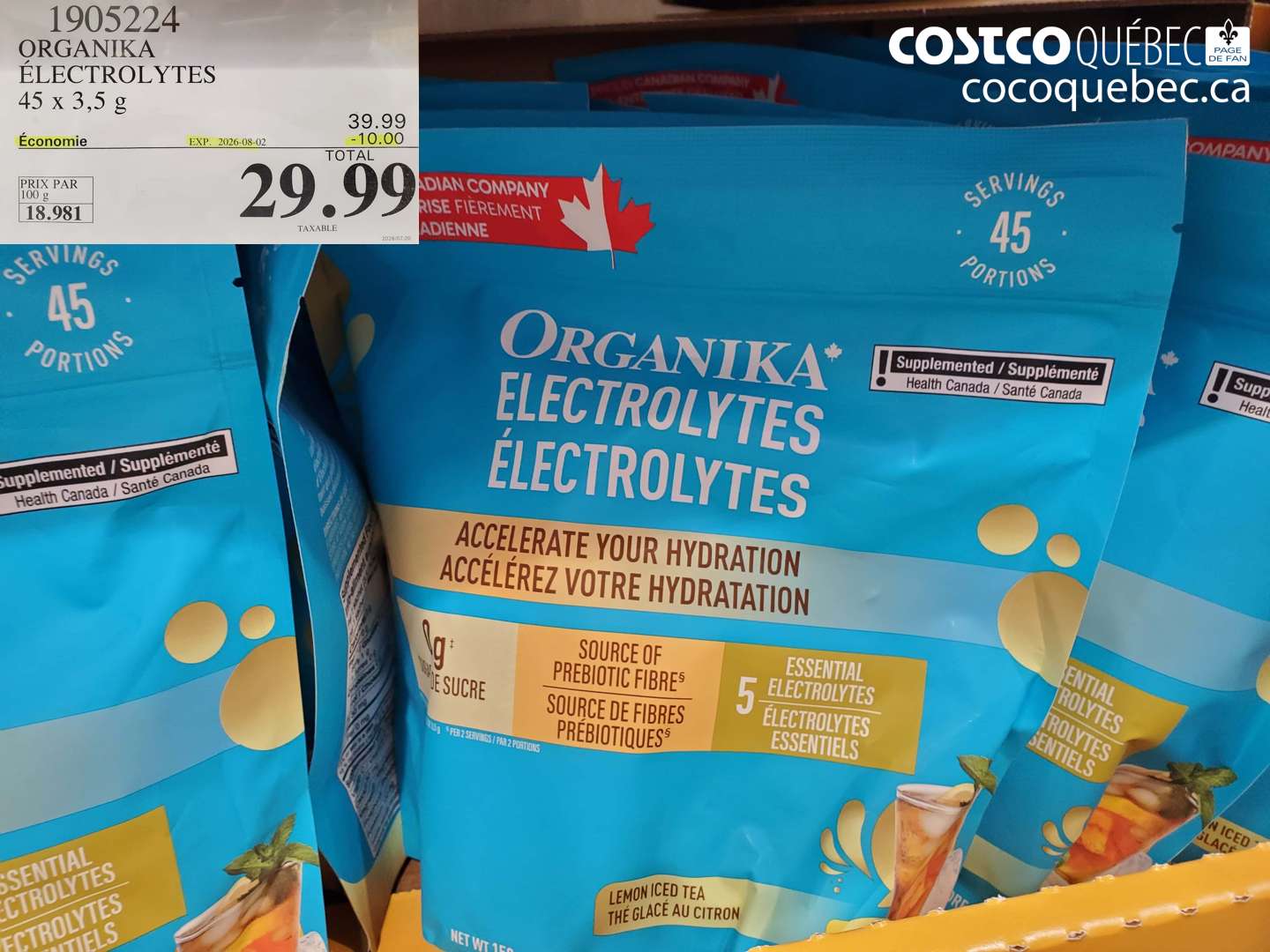 1905224 ORGANIKA ELECTROLYTES 45 X 3.5 G ($10.00 INSTANT SAVINGS EXPIRES ON 2026-08-02) $29.99