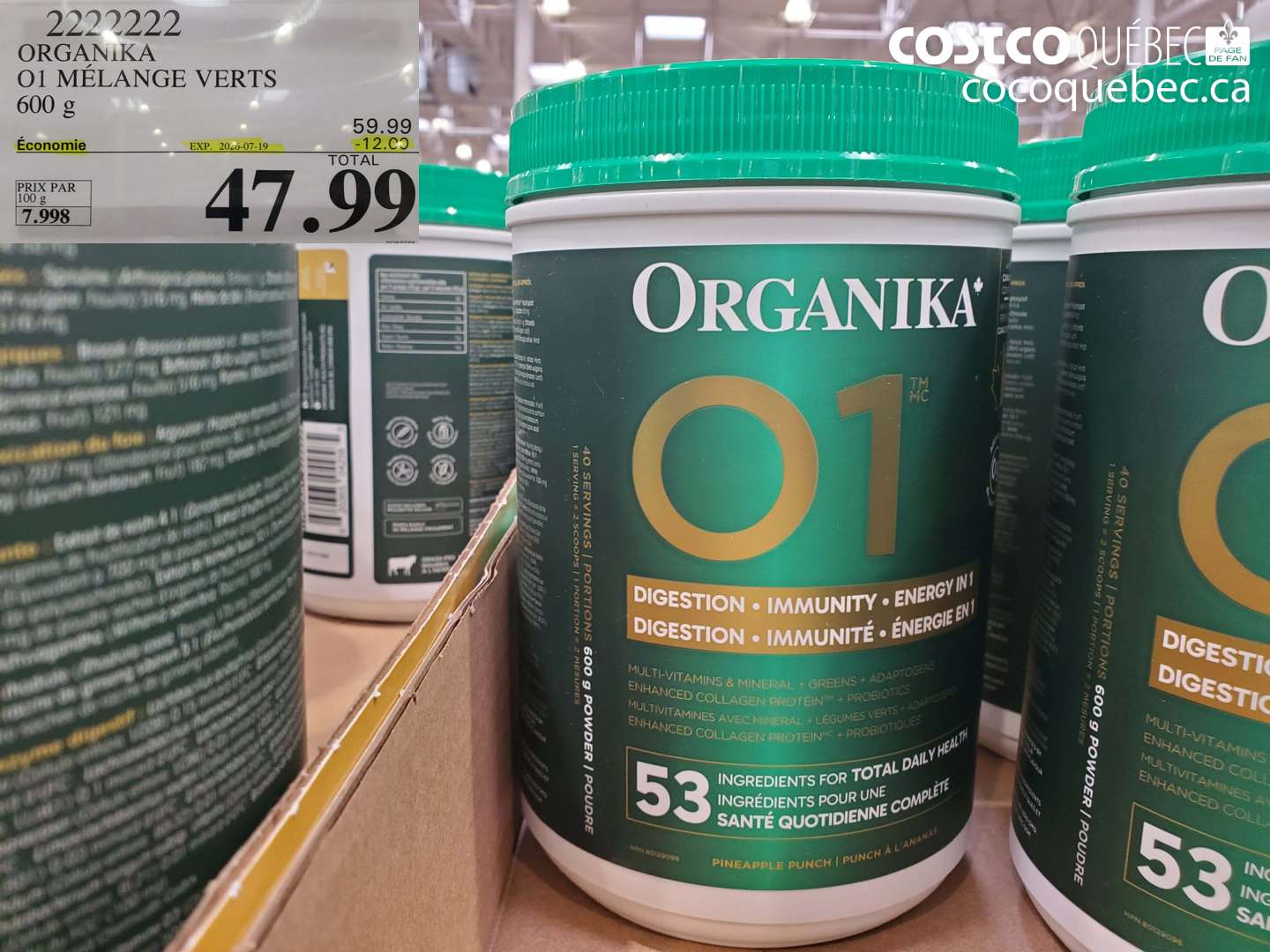2222222 ORGANIKA O1 MÉLANGE VERTS 600 G ($12.00 INSTANT SAVINGS EXPIRES ON 2026-07-19) $47.99