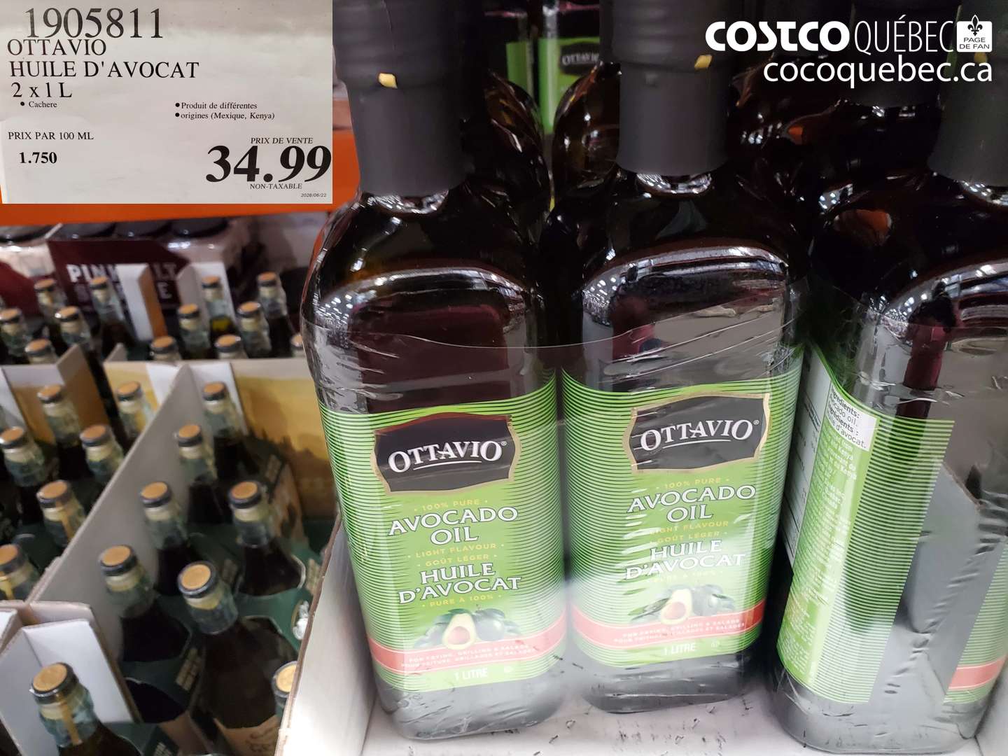 1905811 OTTAVIO HUILE D'AVOCAT 2 X 1 L $34.99