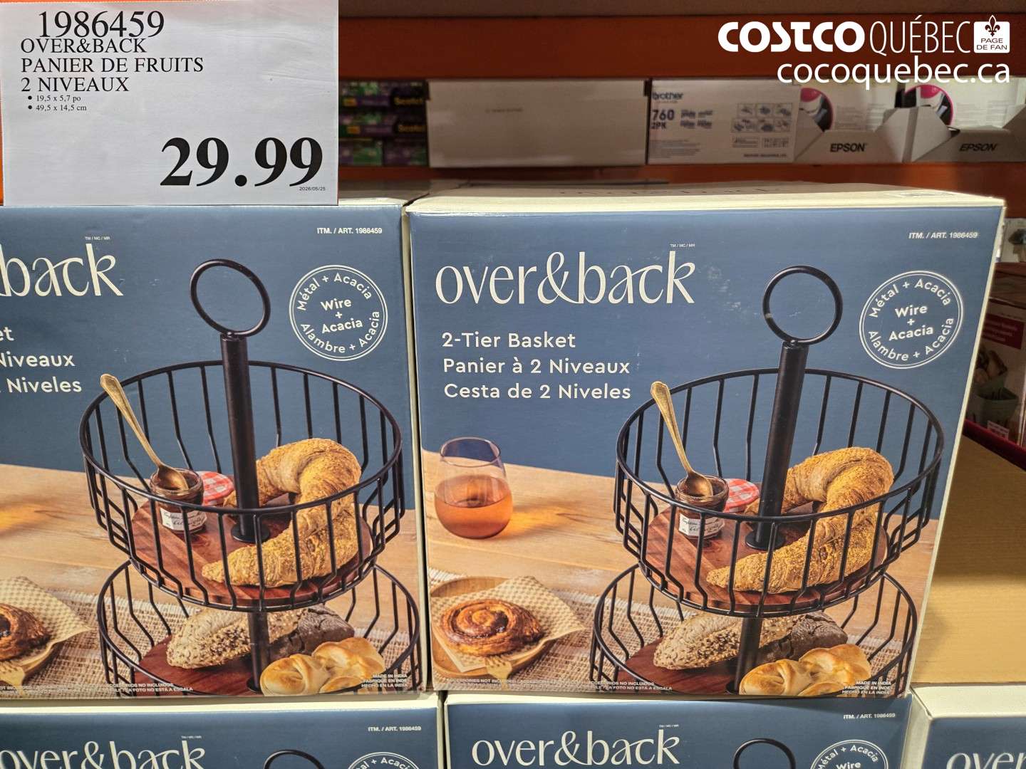 1986459 OVER&BACK PANIER DE FRUITS 2 NIVEAUX $29.99