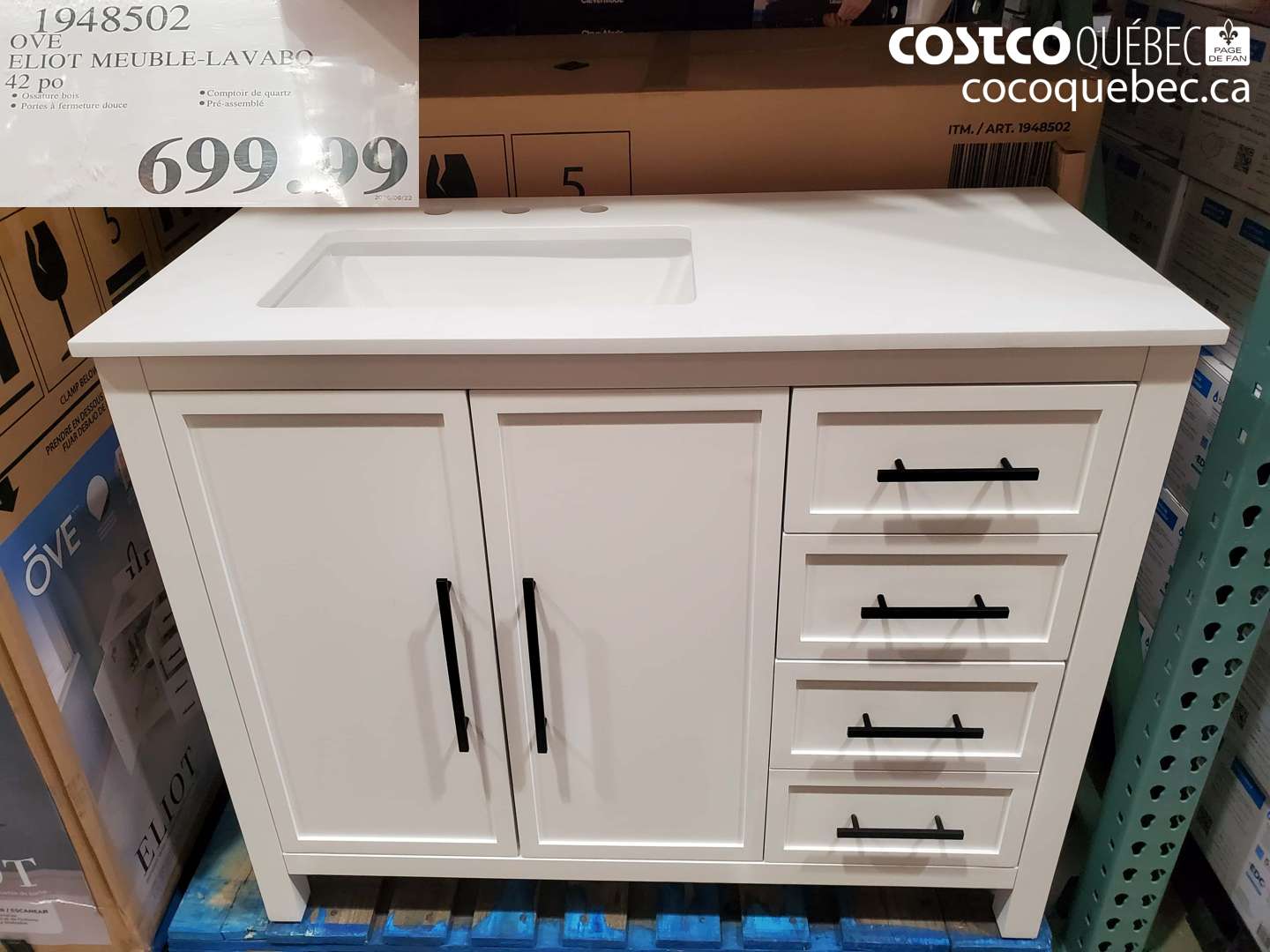 1948502 OVE ELIOT MEUBLE-LAVABO 42 PO $699.99