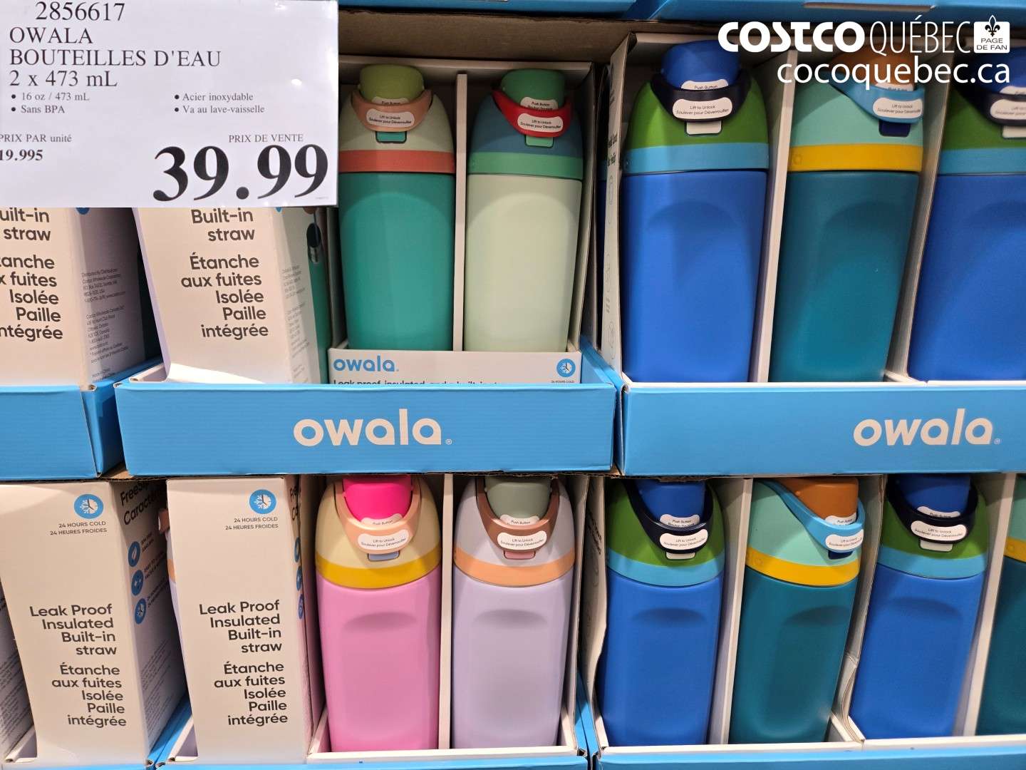 2856617 OWALA BOUTEILLES D'EAU 2 X 473 ML $39.99