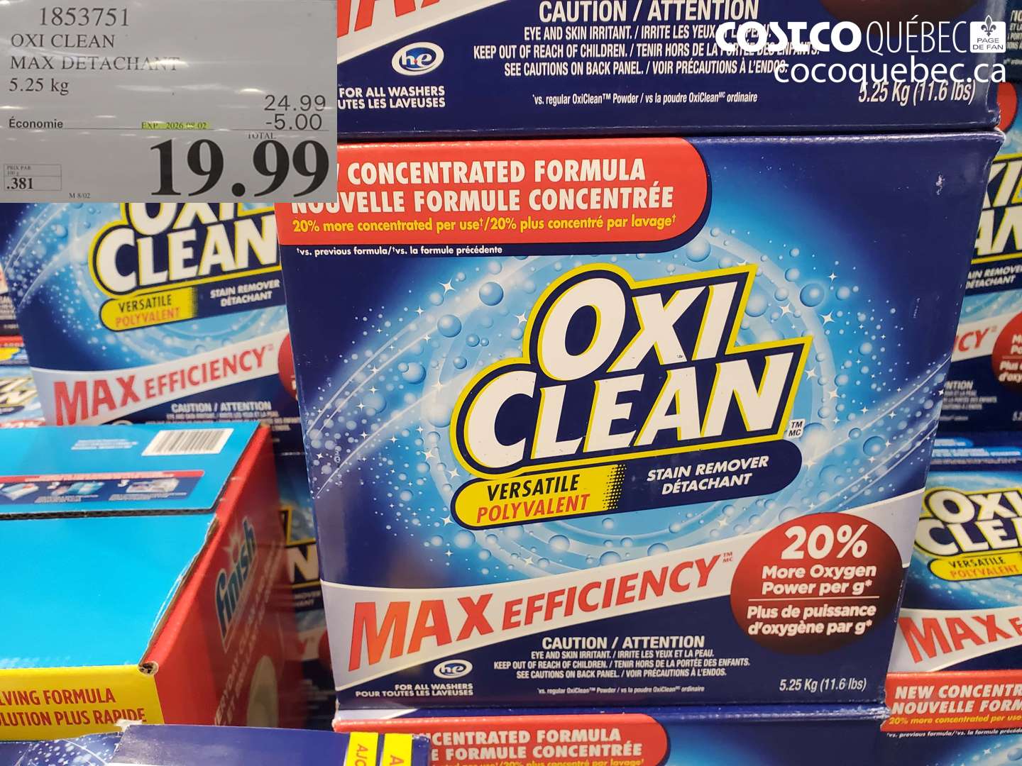 1853751 OXI CLEAN MAX DETACHANT 5.25 KG ($5.00 INSTANT SAVINGS EXPIRES ON 2026-08-02) $19.99