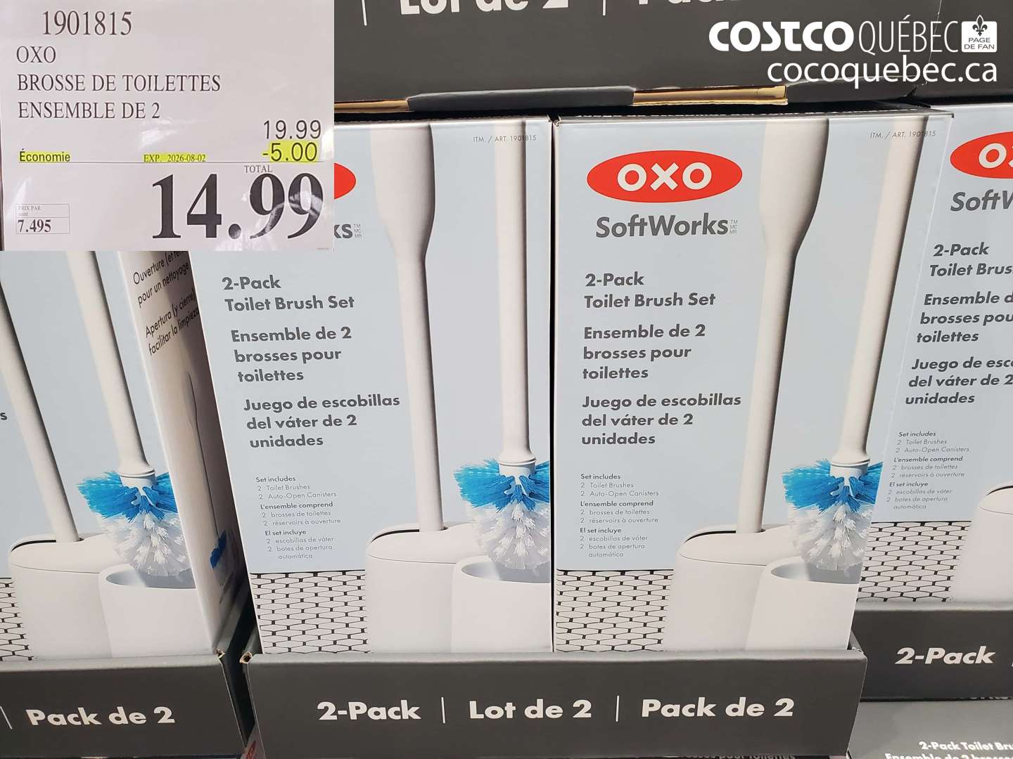 1901815 OXO BROSSE DE TOILETTES ENSEMBLE DE 2 ($5.00 INSTANT SAVINGS EXPIRES ON 2026-08-02) $14.99