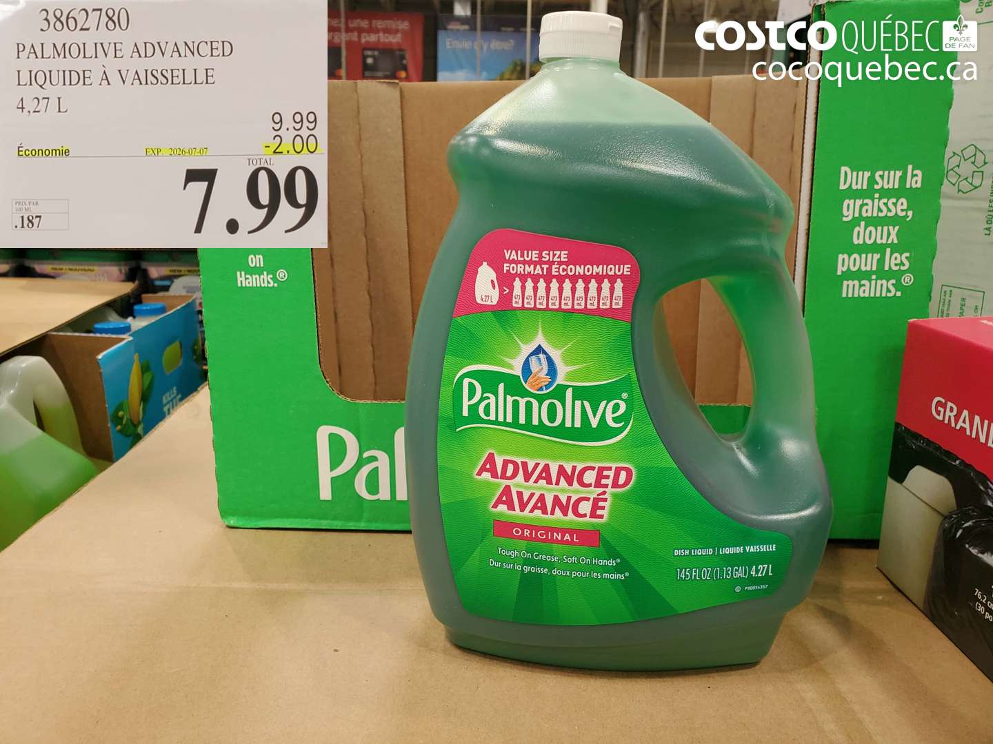 3862780 PALMOLIVE ADVANCED LIQUIDE À VAISSELLE 4.27 L ($2.00 INSTANT SAVINGS EXPIRES ON 2026-07-07) $7.99