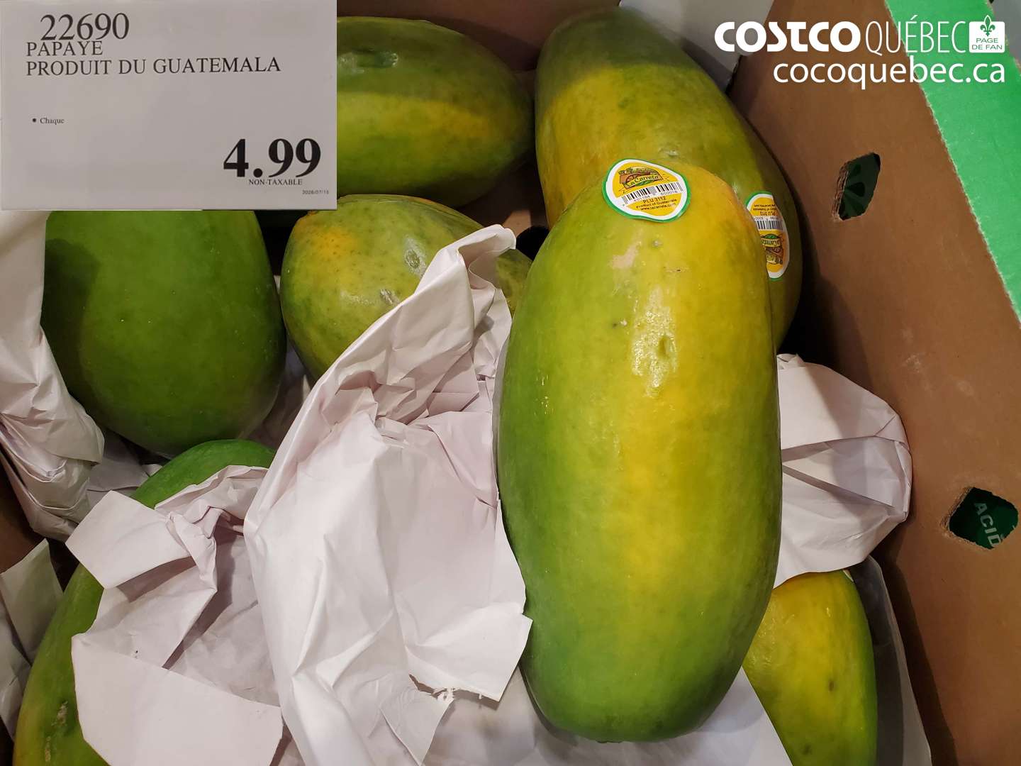 22690 PAPAYE PRODUIT DU GUATEMALA $4.99