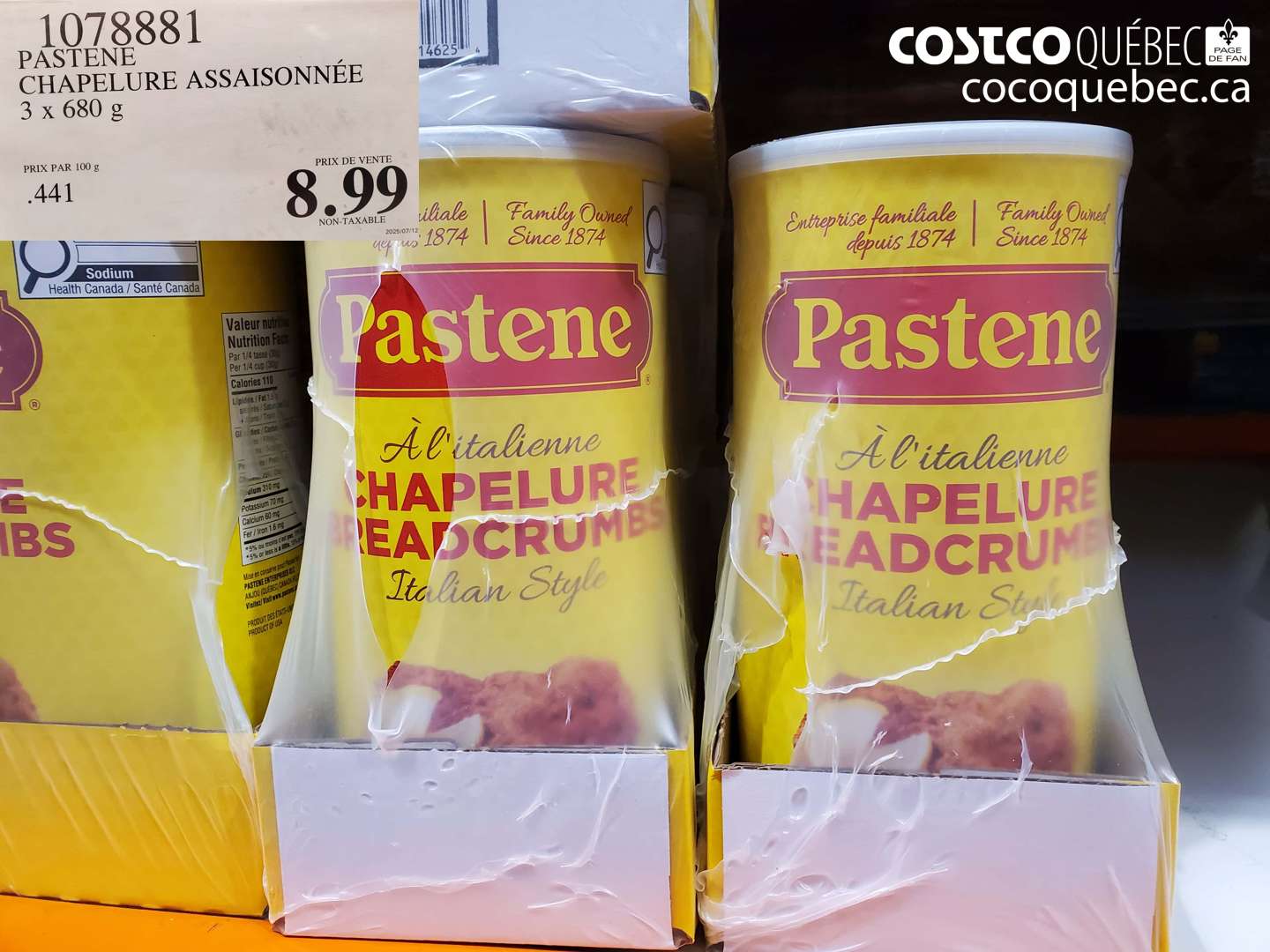 1078881 PASTENE CHAPELURE ASSAISONNÉE 3 X 680 G $8.99