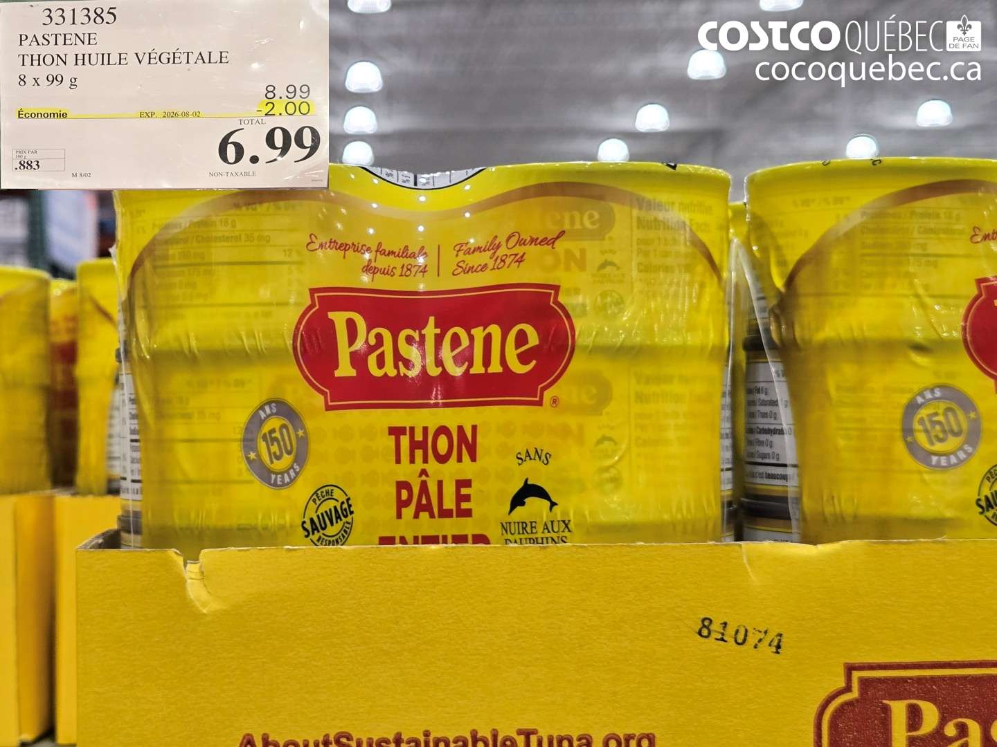 331385 PASTENE THON HUILE VÉGÉTALE ($2.00 INSTANT SAVINGS EXPIRES ON 2026-08-02) $6.99