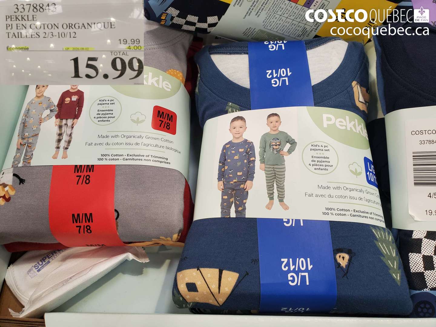 3378843 PEKKLE PJ EN COTON ORGANIQUE TAILLES 2/3-10/12 ($4.00 INSTANT SAVINGS EXPIRES ON 2026-08-02) $15.99