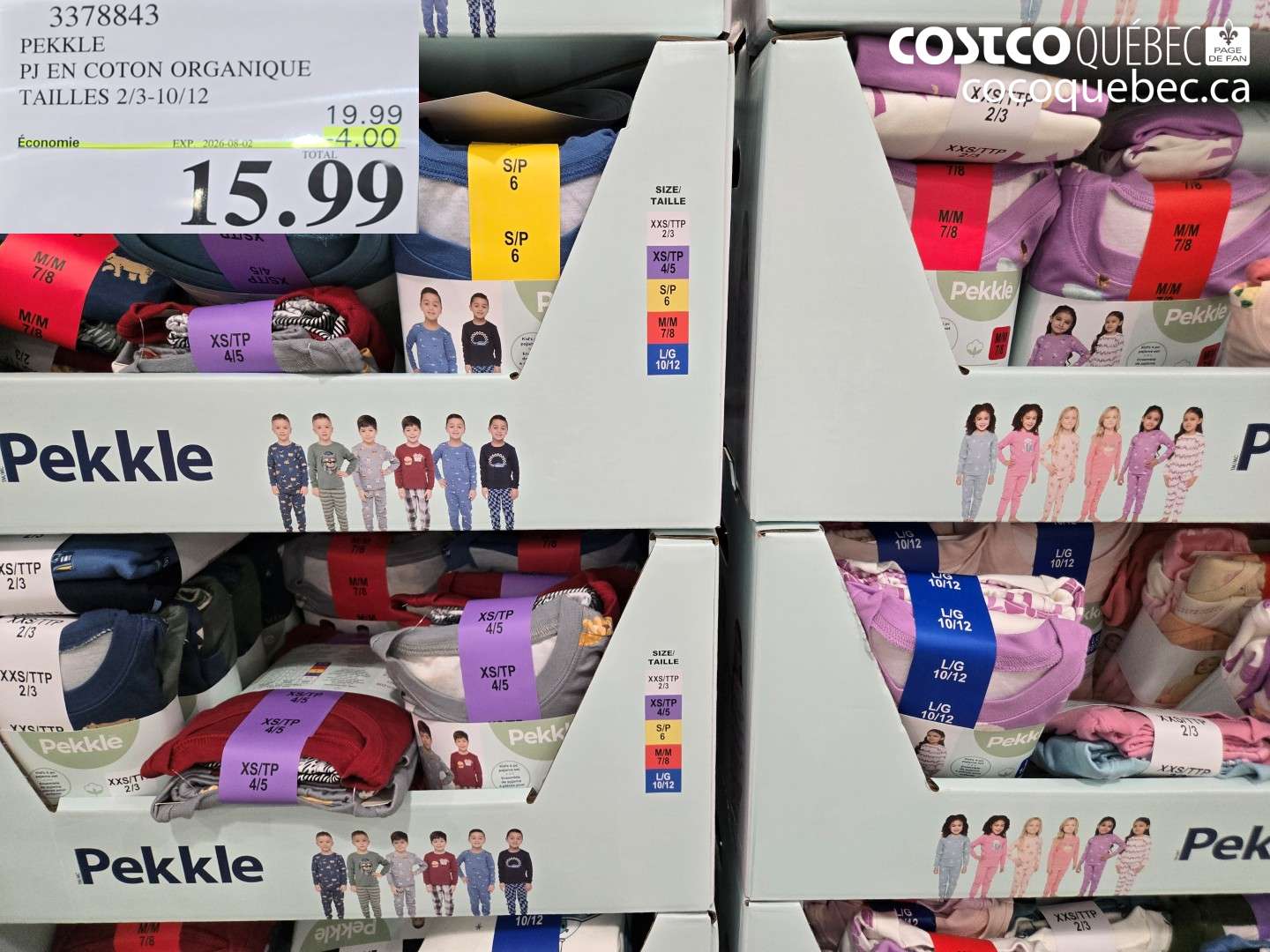 3378843 PEKKLE PJ EN COTON ORGANIQUE TAILLES 2/3-10/12 ($4.00 INSTANT SAVINGS EXPIRES ON 2026-08-02) $15.99