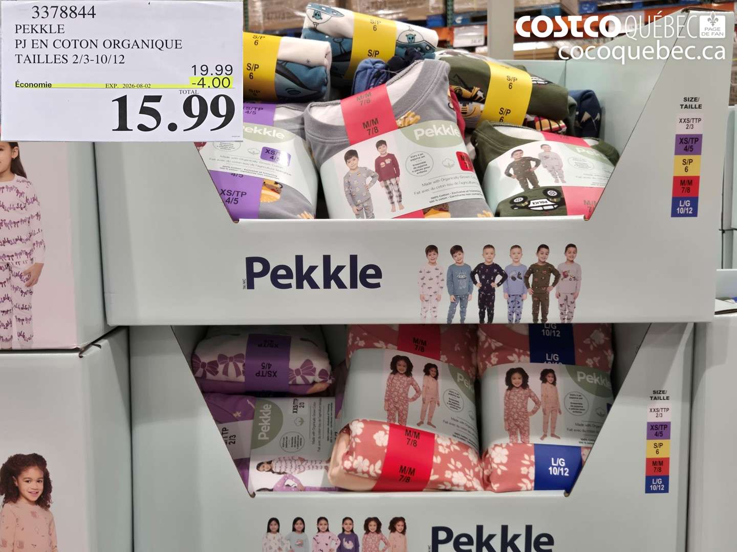 3378844 PEKKLE PJ EN COTON ORGANIQUE TAILLES 2/3-10/12 ($4.00 INSTANT SAVINGS EXPIRES ON 2026-08-02) $15.99