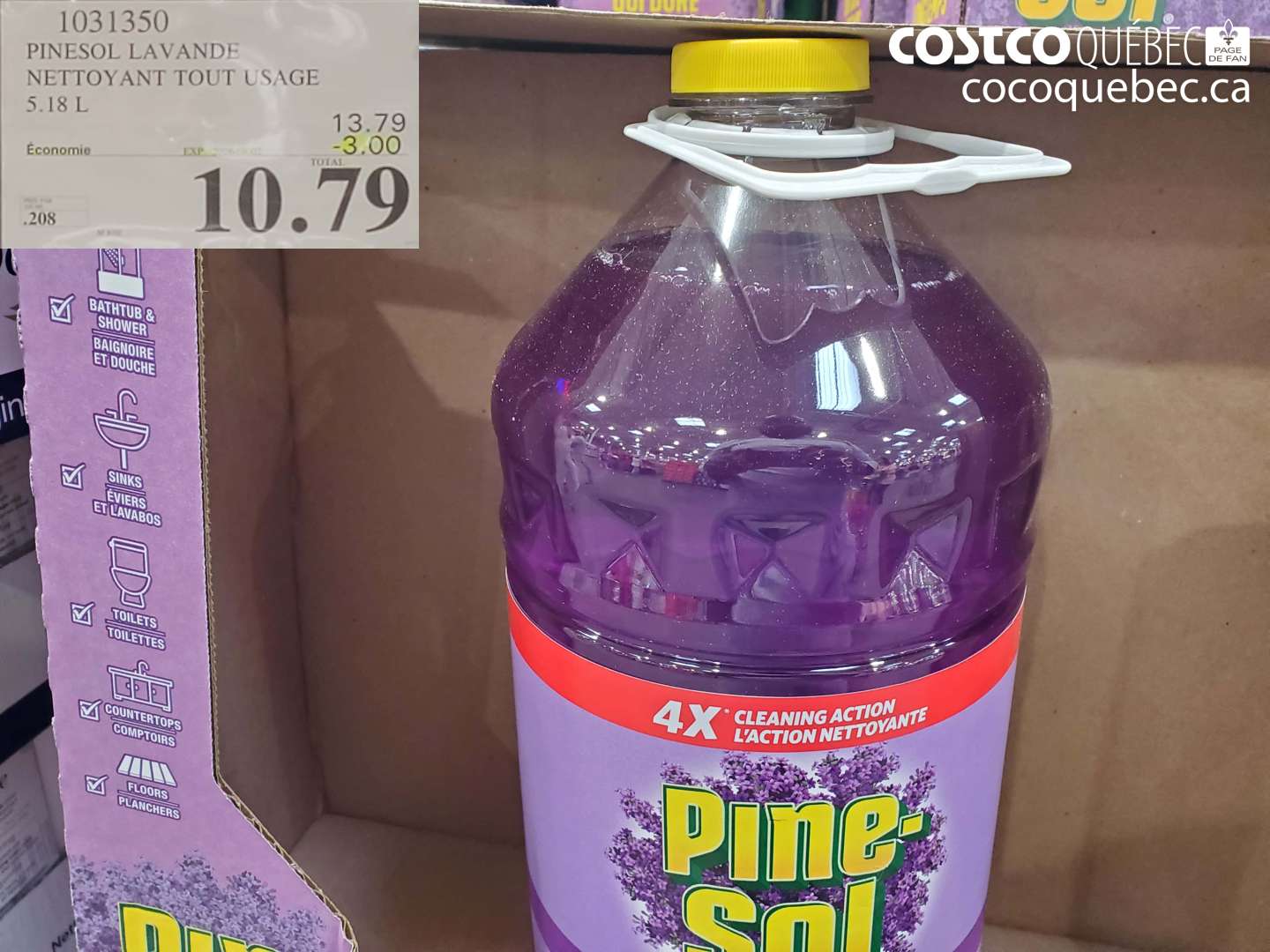 1031350 PINESOL LAVANDE NETTOYANT TOUT USAGE 5.18 L ($3.00 INSTANT SAVINGS EXPIRES ON 2026-08-02) $10.79