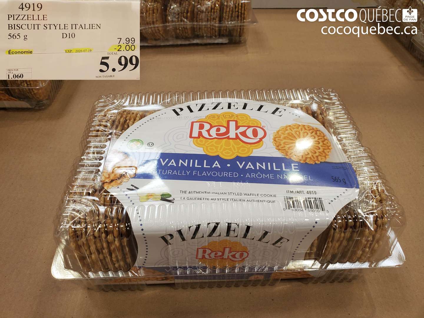 4919 PIZZELLE BISCUIT STYLE ITALIEN 565 G ($2.00 INSTANT SAVINGS EXPIRES ON 2026-07-19) $5.99