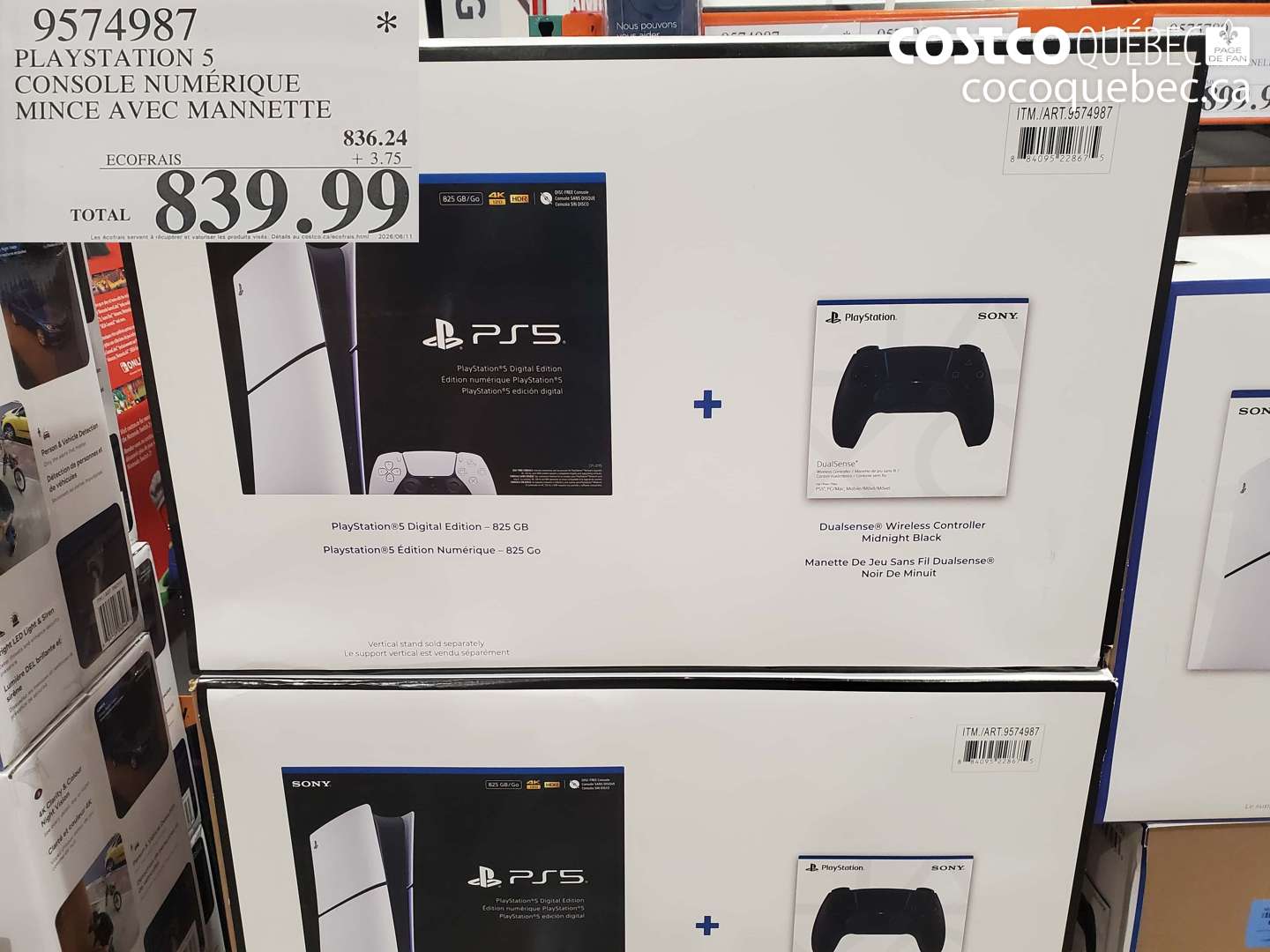 9574987 PLAYSTATION 5 CONSOLE NUMÉRIQUE MINCE AVEC MANNETTE $839.99