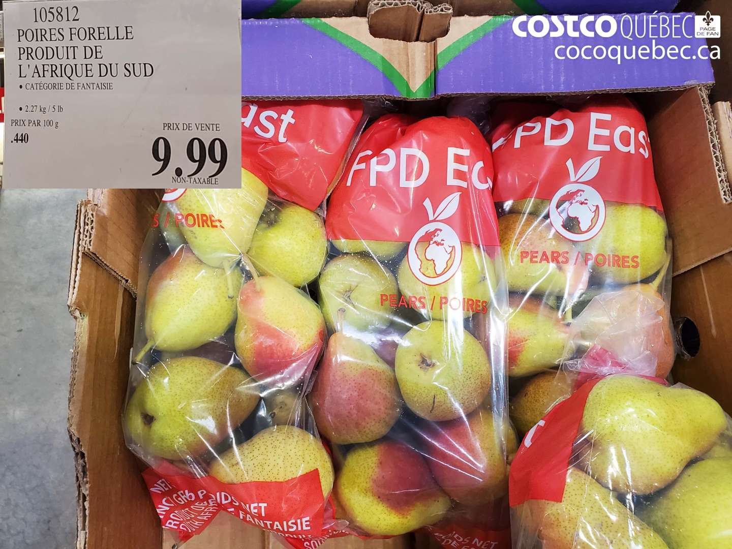 105812 POIRES FORELLE PRODUIT DE L'AFRIQUE DU SUD $9.99