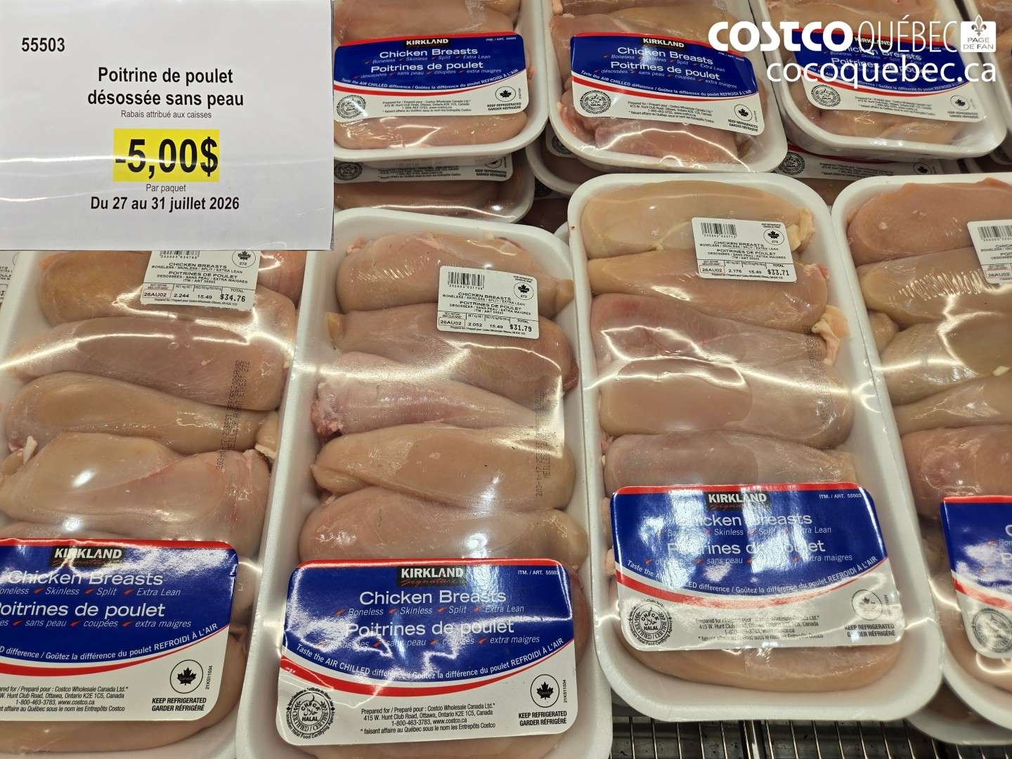 55503 POITRINE DE POULET DÉSOSSÉE SANS PEAU ($5.00 INSTANT SAVINGS EXPIRES ON 2026-07-31)