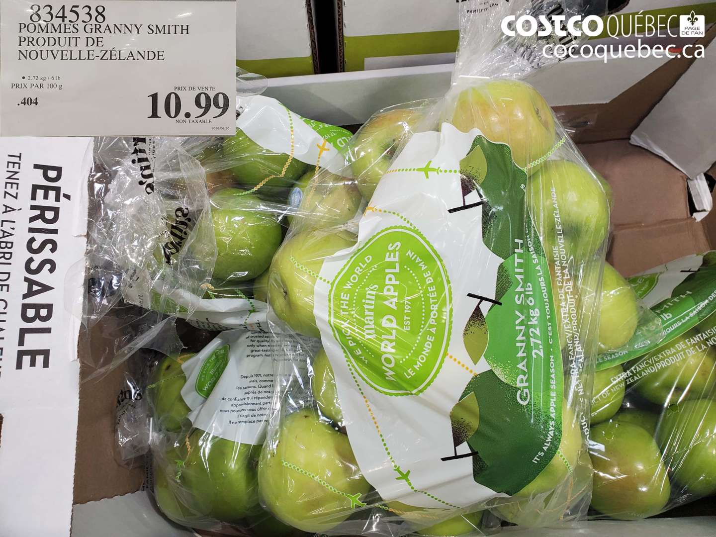 834538 POMMES GRANNY SMITH PRODUIT DE NOUVELLE-ZÉLANDE $10.99