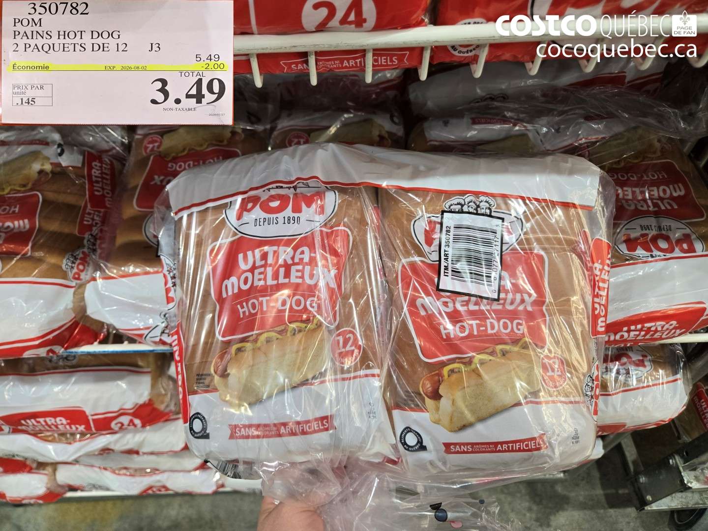 350782 POM PAINS HOT DOG 2 PAQUETS DE 12 ($2.00 INSTANT SAVINGS EXPIRES ON 2026-08-02) $3.49