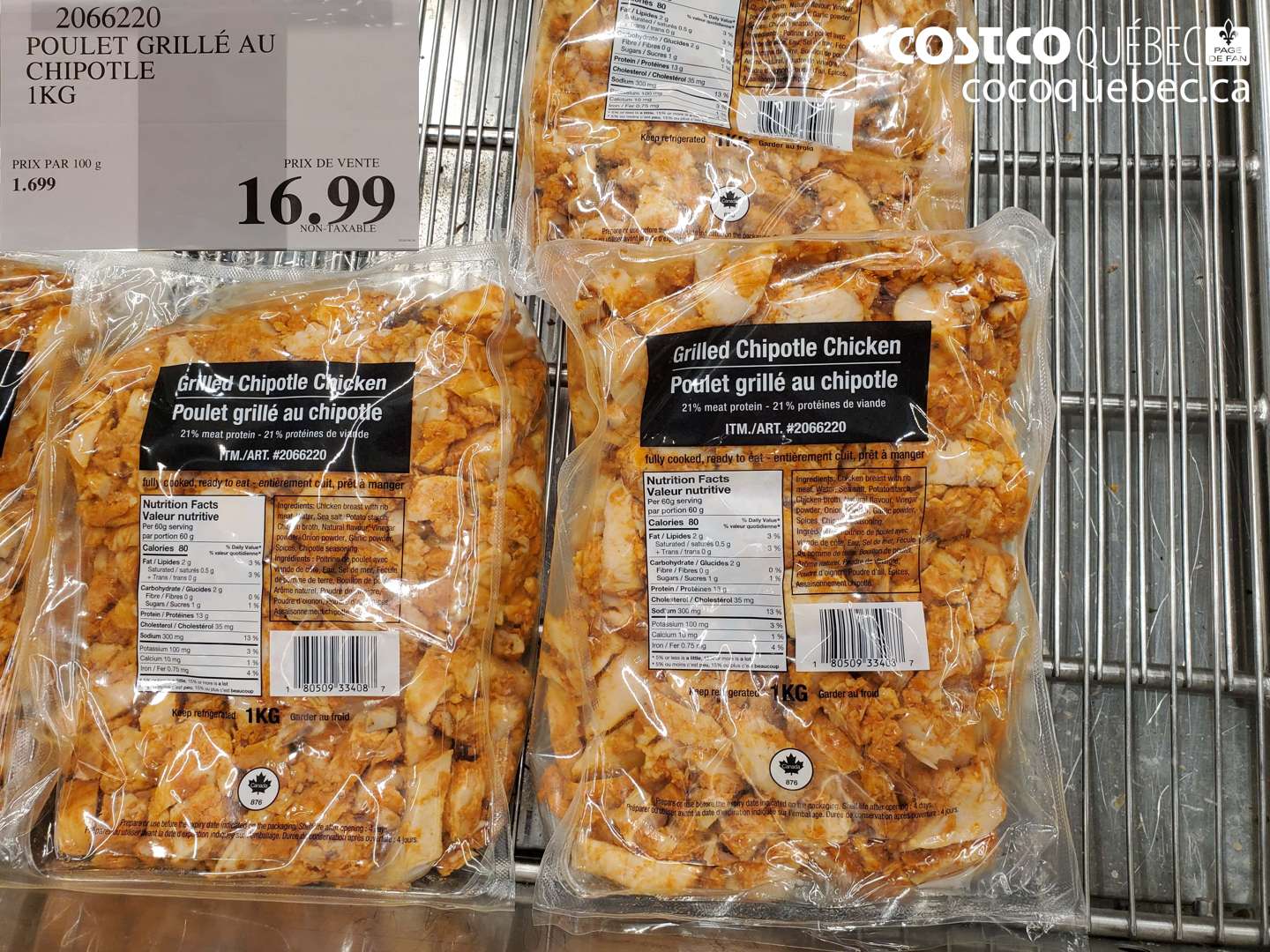 2066220 POULET GRILLÉ AU CHIPOTLE 1KG $16.99