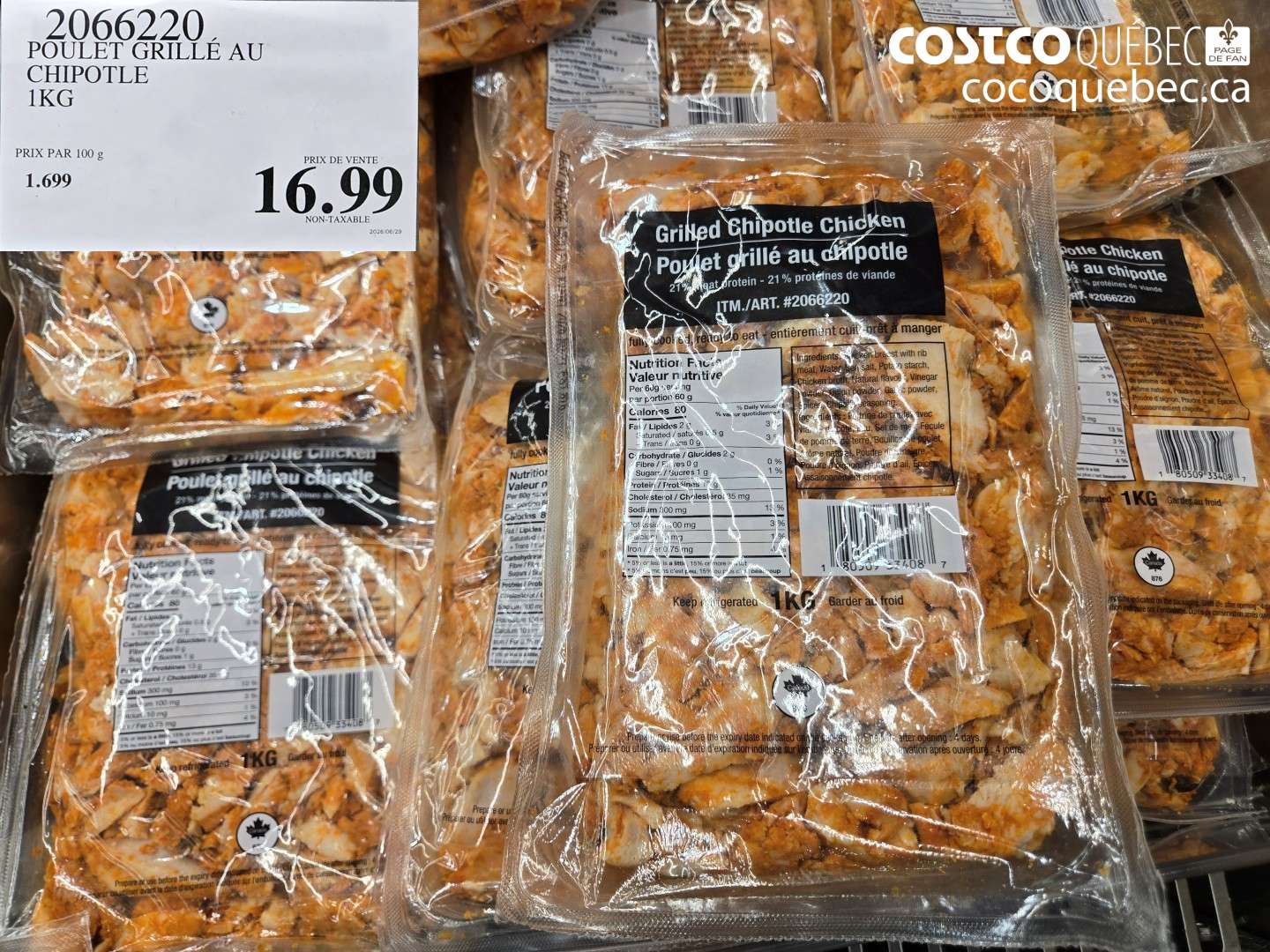 2066220 POULET GRILLÉ AU CHIPOTLE 1KG $16.99