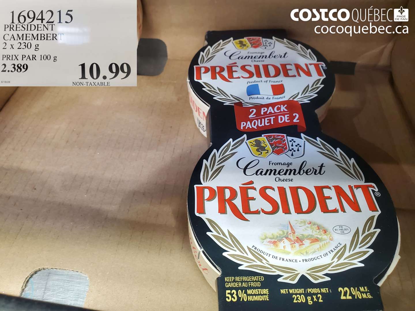 1694215 PRÉSIDENT CAMEMBERT 2 x 230 g $10.99