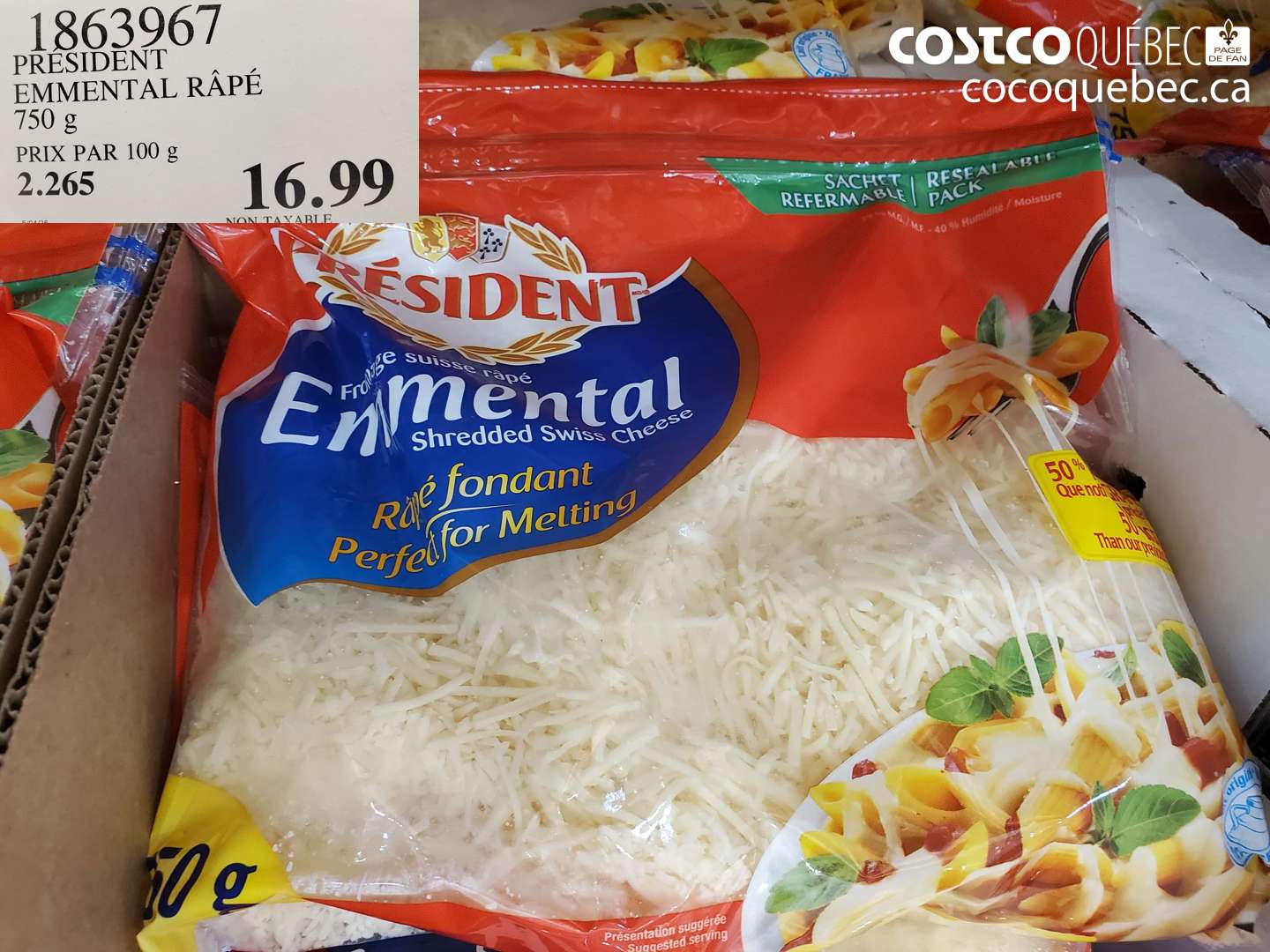 1863967 PRESIDENT EMMENTAL RÂPÉ 750 G $16.99